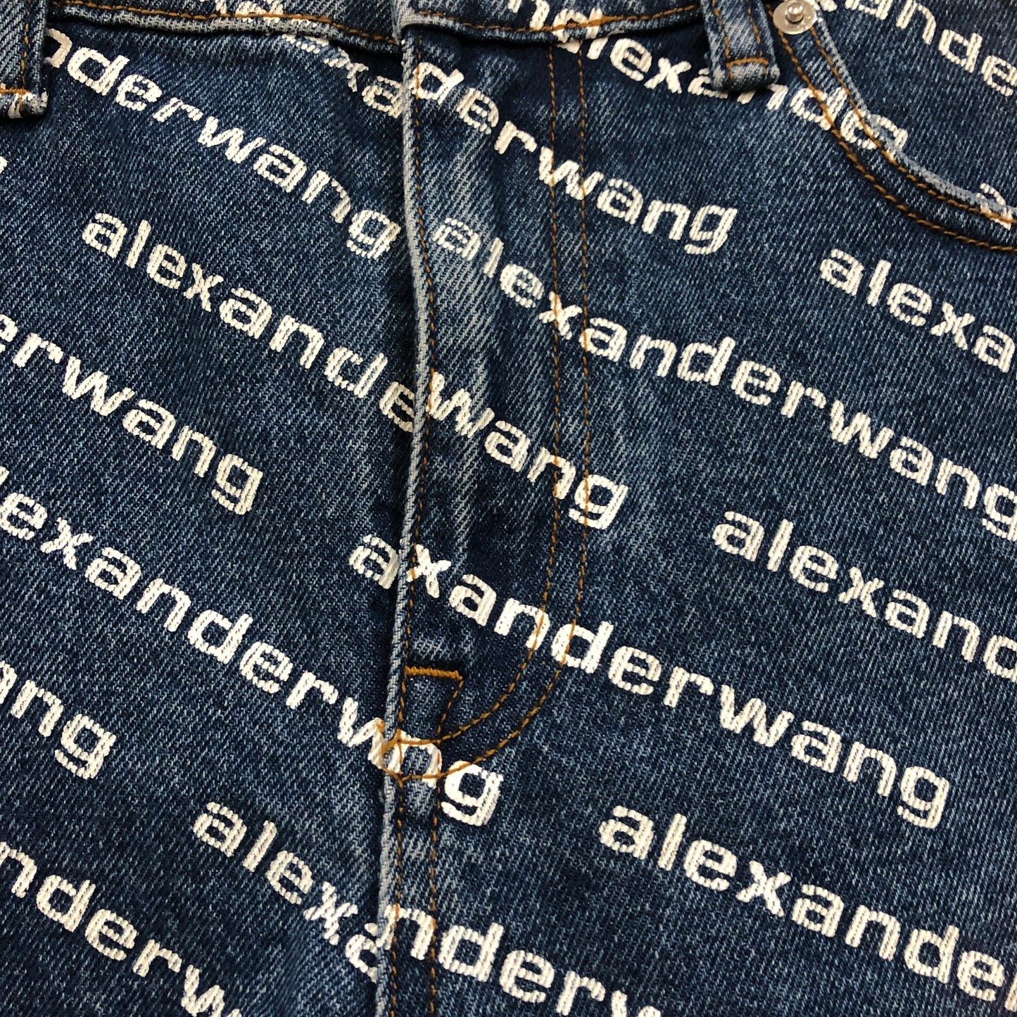 Alexander Wang Denim Logo Print Shorts Size 27 Blue