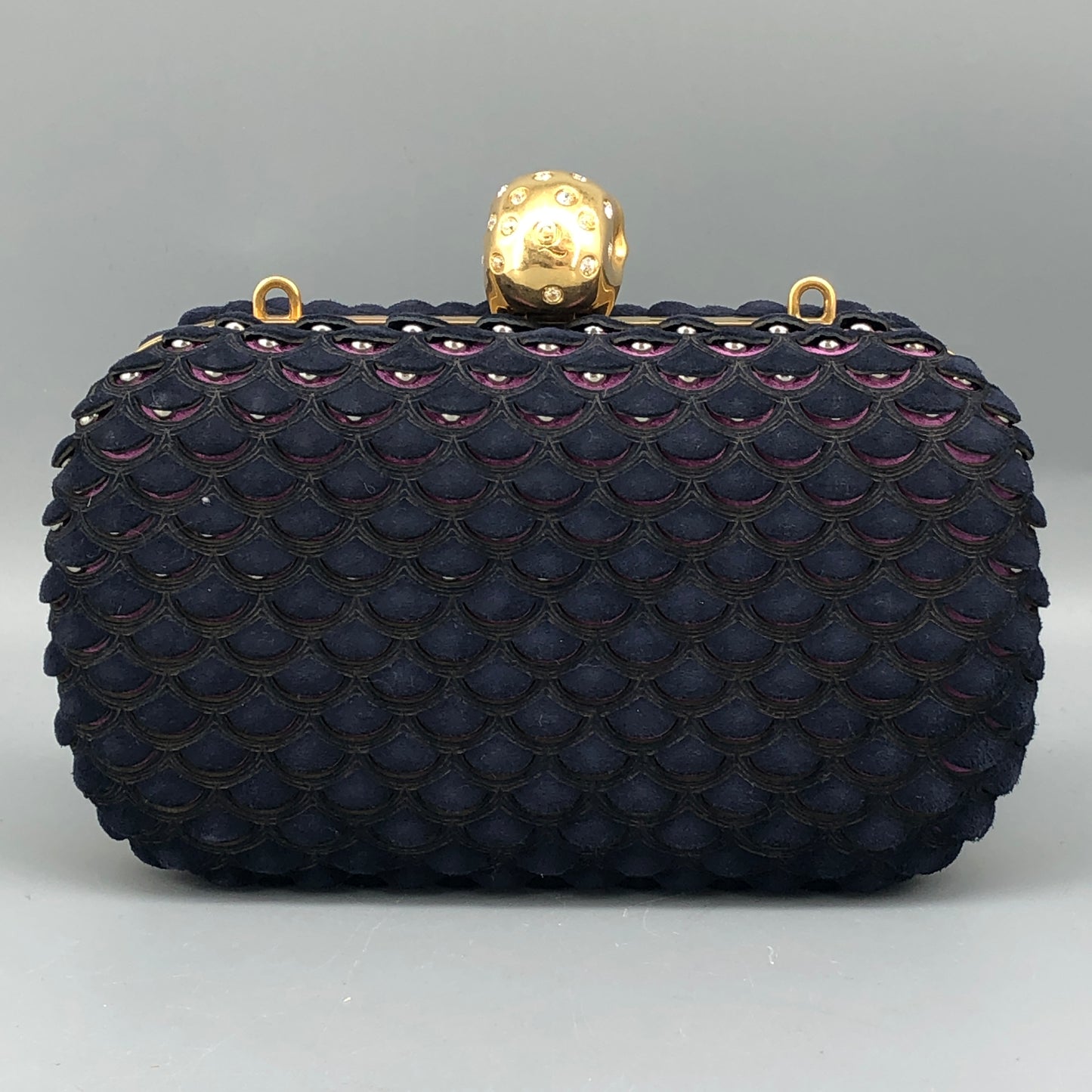 Alexander McQueen Skull Clutch Navy/Pink