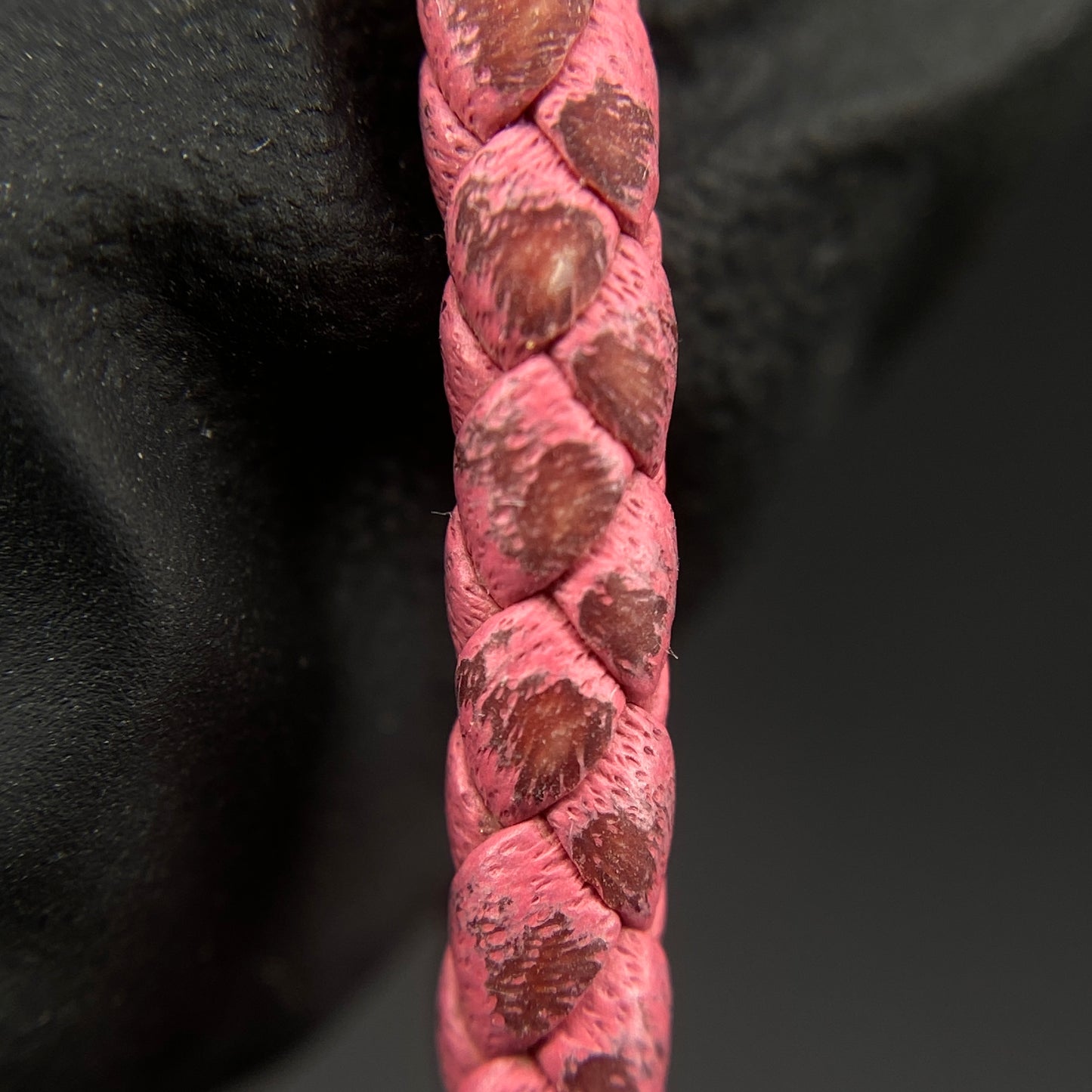 Hermes Pink Braided Leather Gold Buckle Bracelet