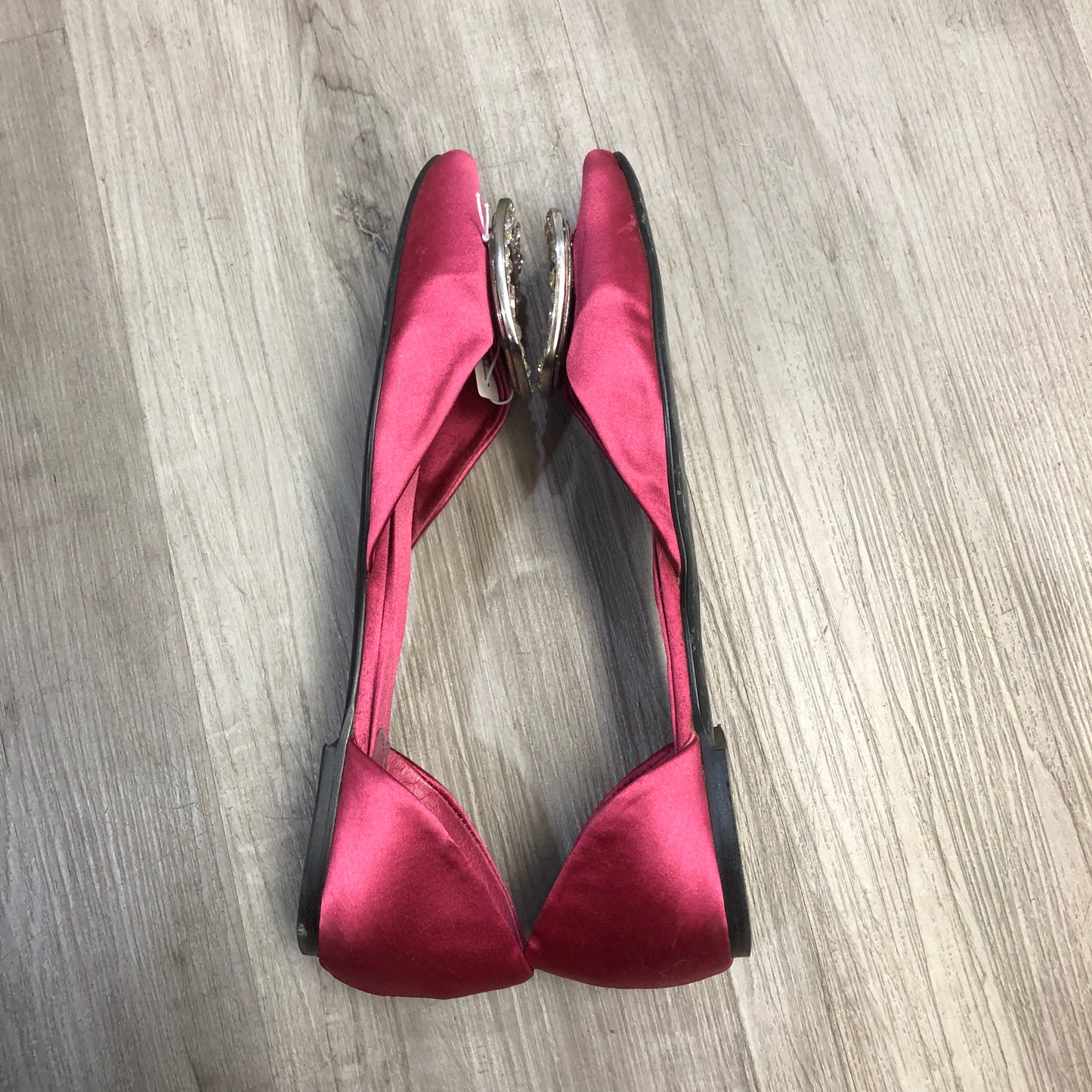 Roger Vivier Crystal Buckle D'Orsay Satin Flats 39 hot pink