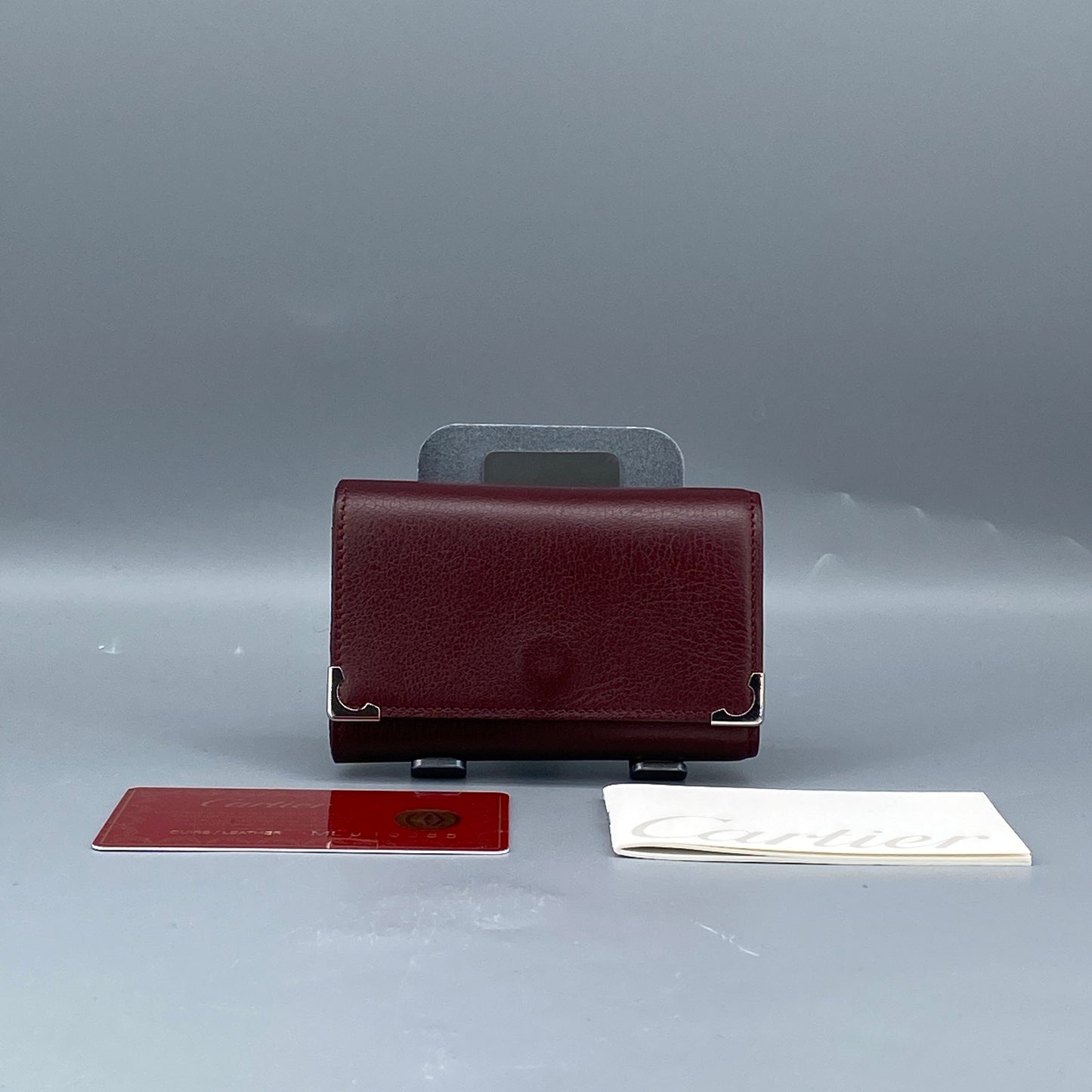 Cartier Dark Red Grain Leather Key Case