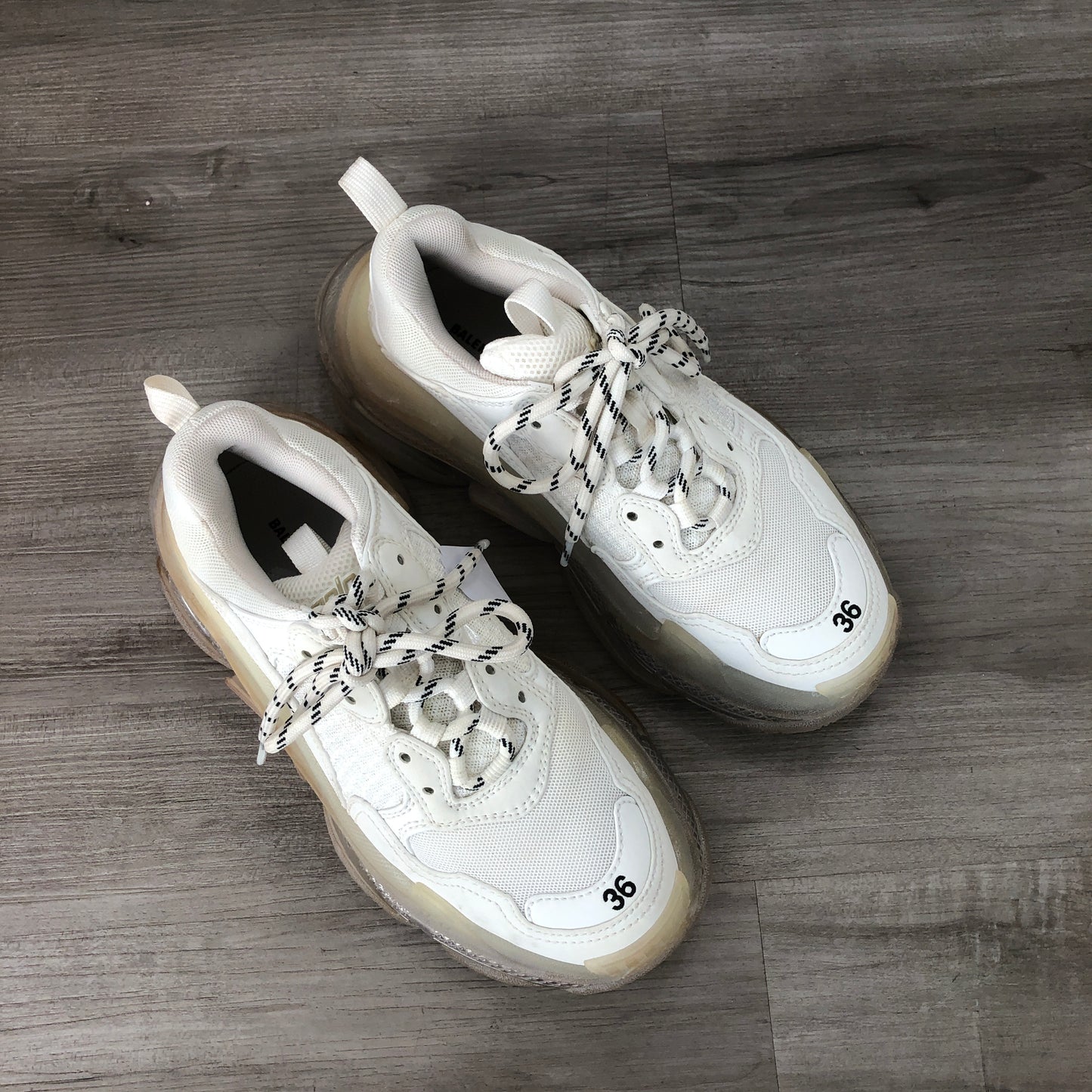 Balenciaga Women's Triple S Mesh & Leather Chunky Sneakers Size 36 Off White