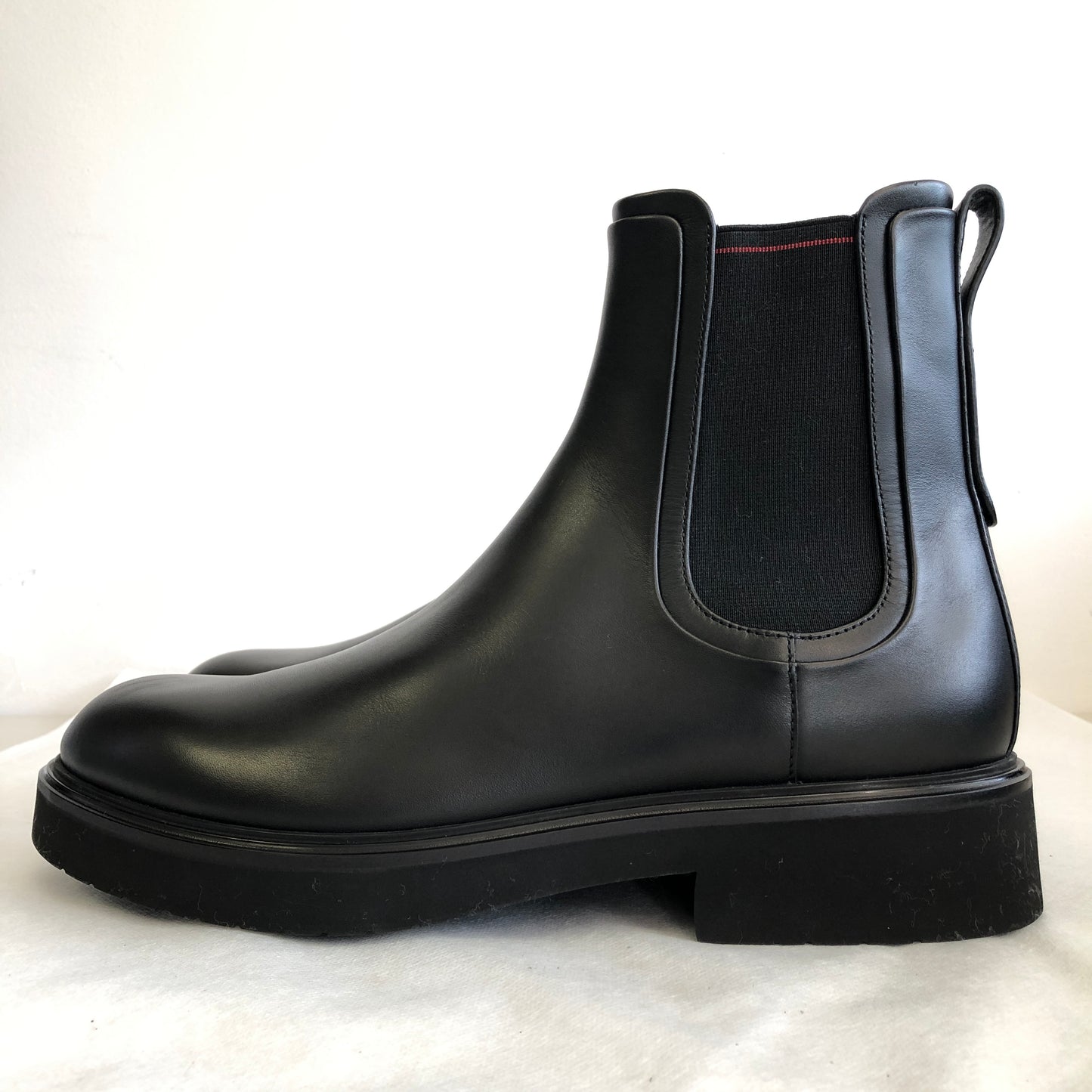 Ferragamo Black Leather Men's Chelsea Ankle Boots US Size 9