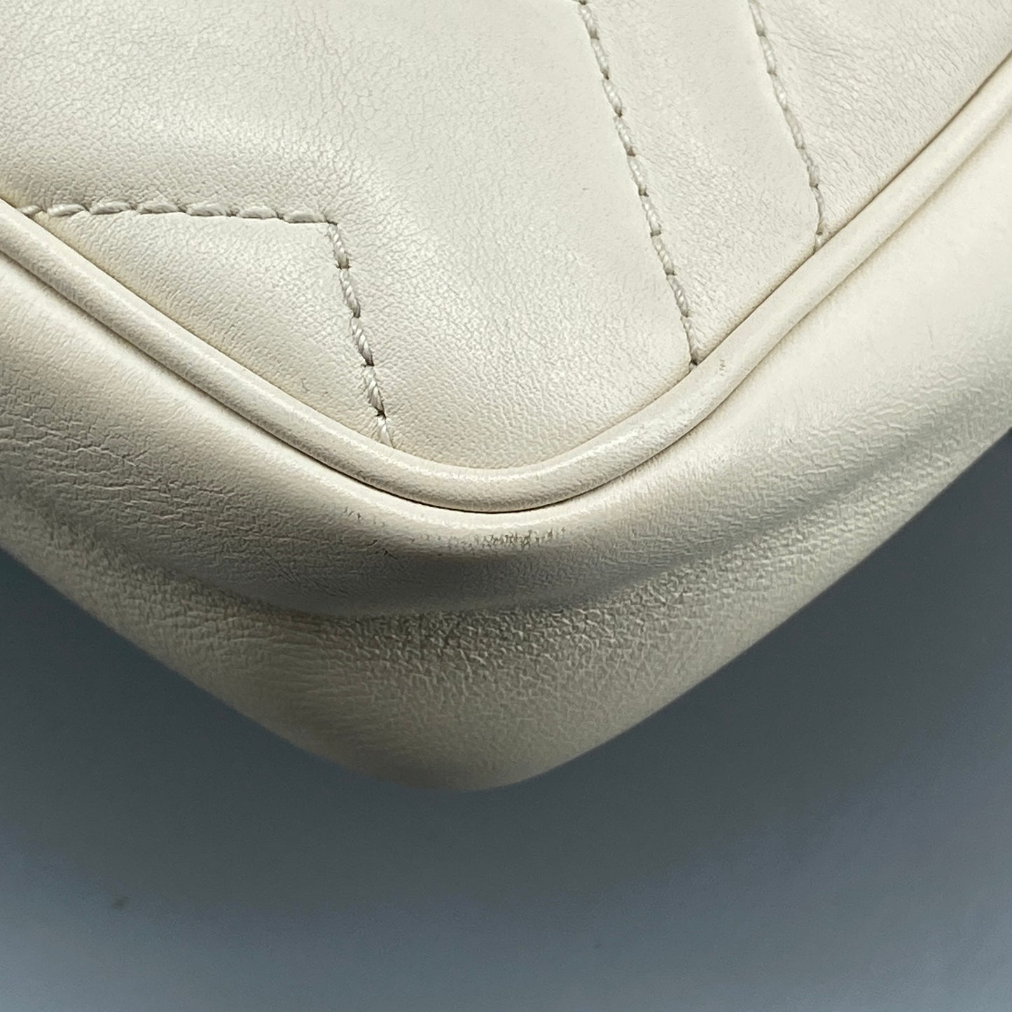 Gucci Cream Leather GG Marmont Mini Shoulder Bag