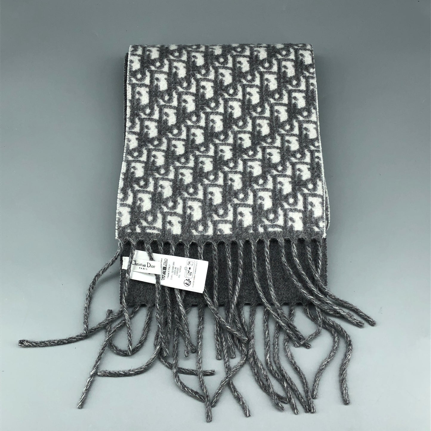 Dior Oblique Scarf Grey New with Box