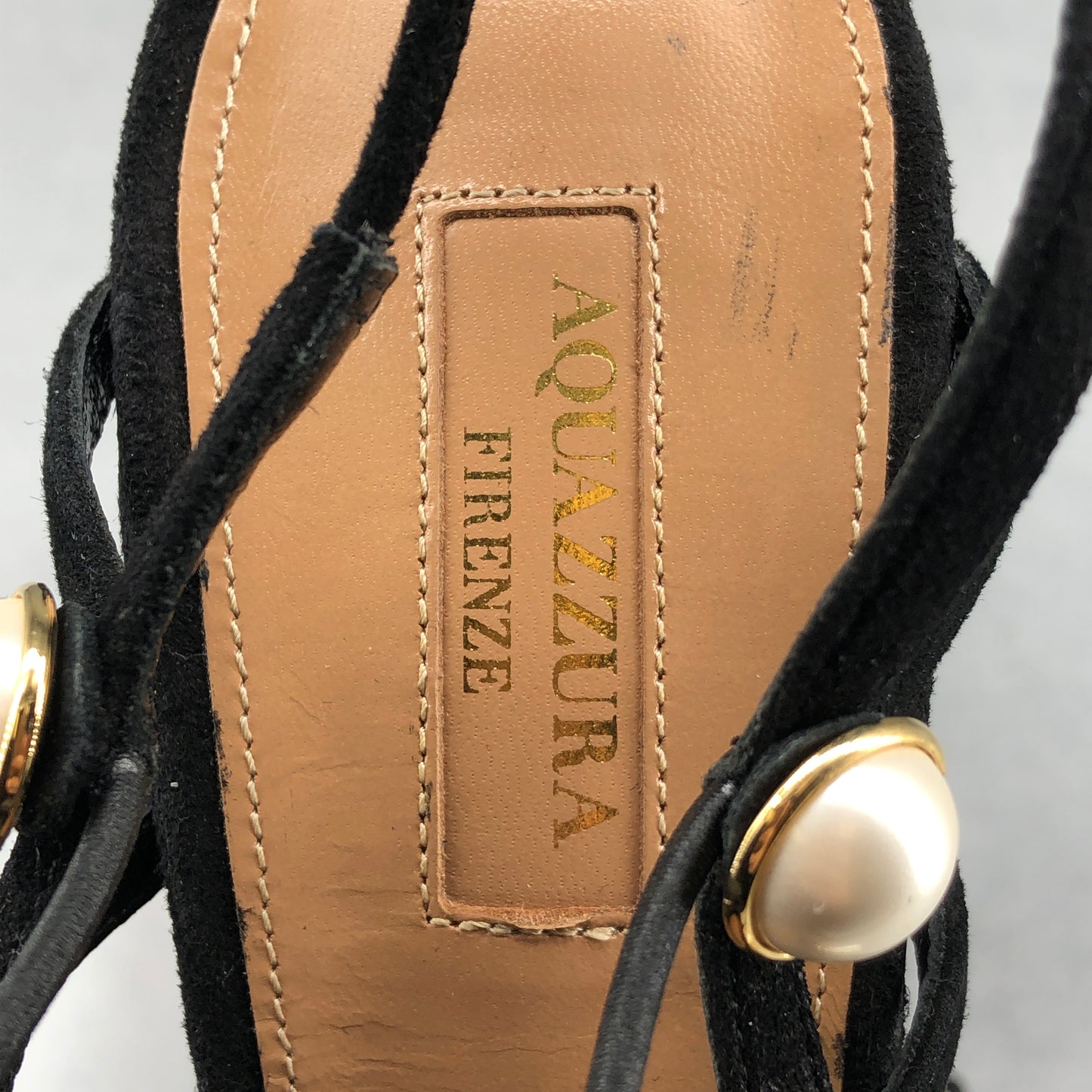 Aquazzura Women's Pearl Strap Pumps Size 39 Black