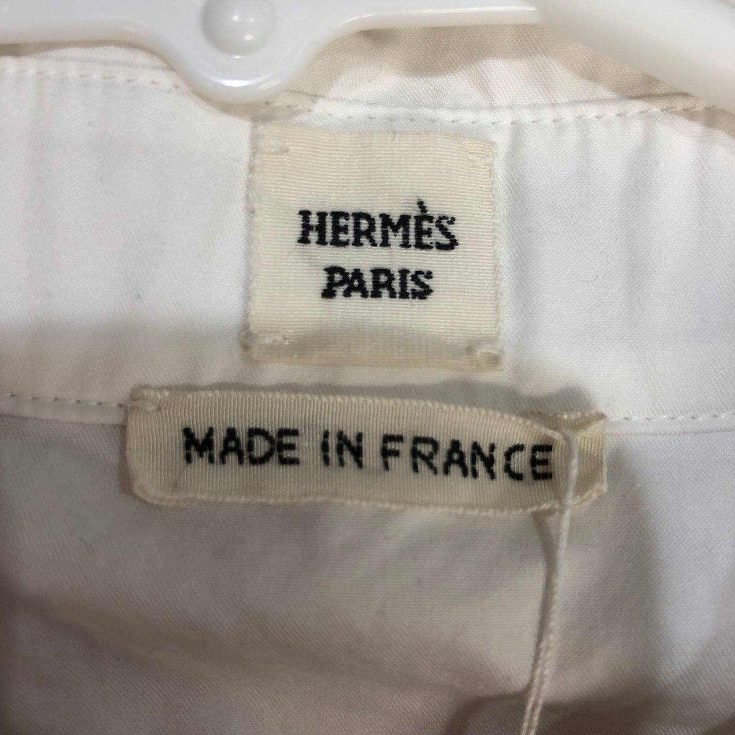 Hermes White Cotton Button-Down Shirt Size 34