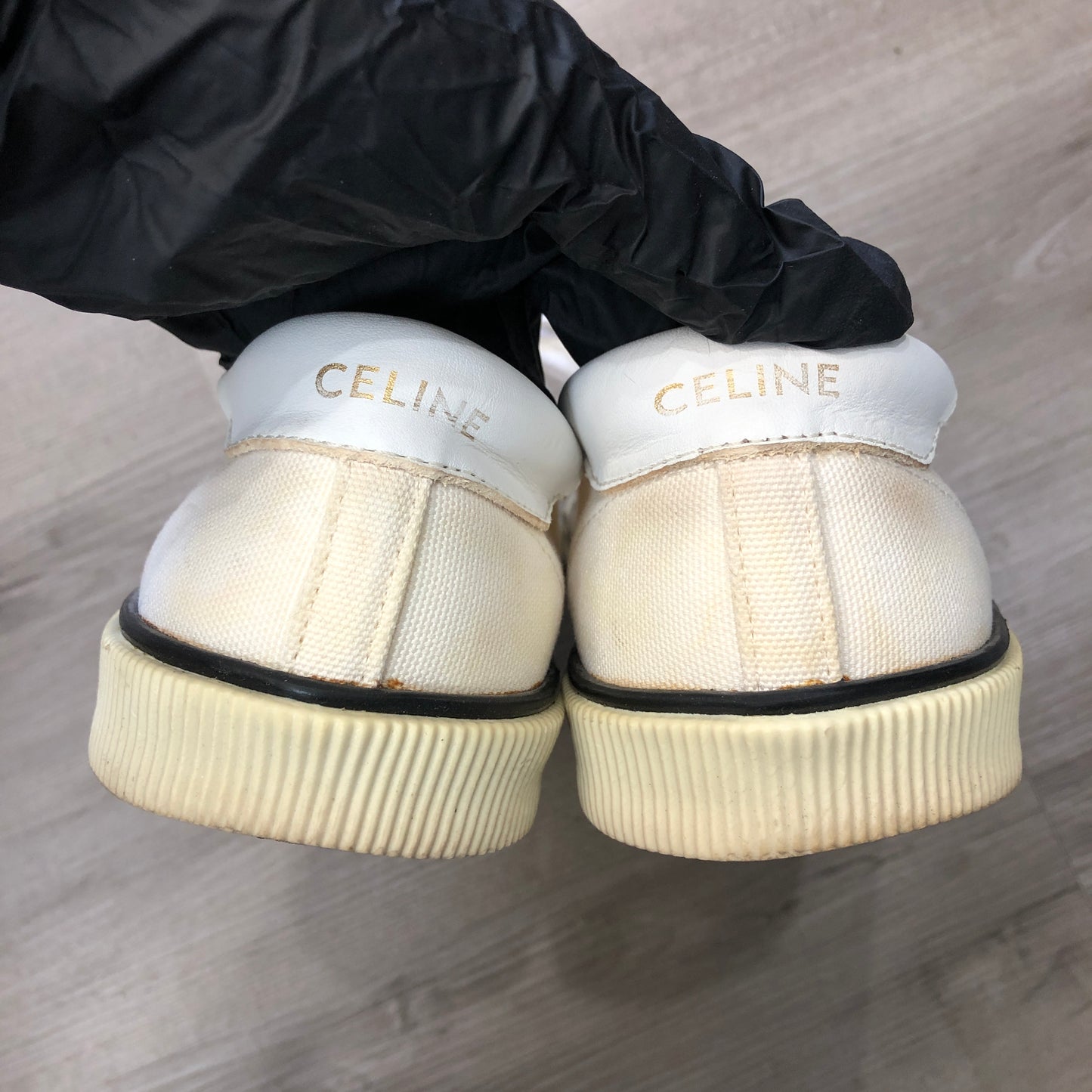 Celine Women's White Canvas Lace-Up Sneakers shoes 36