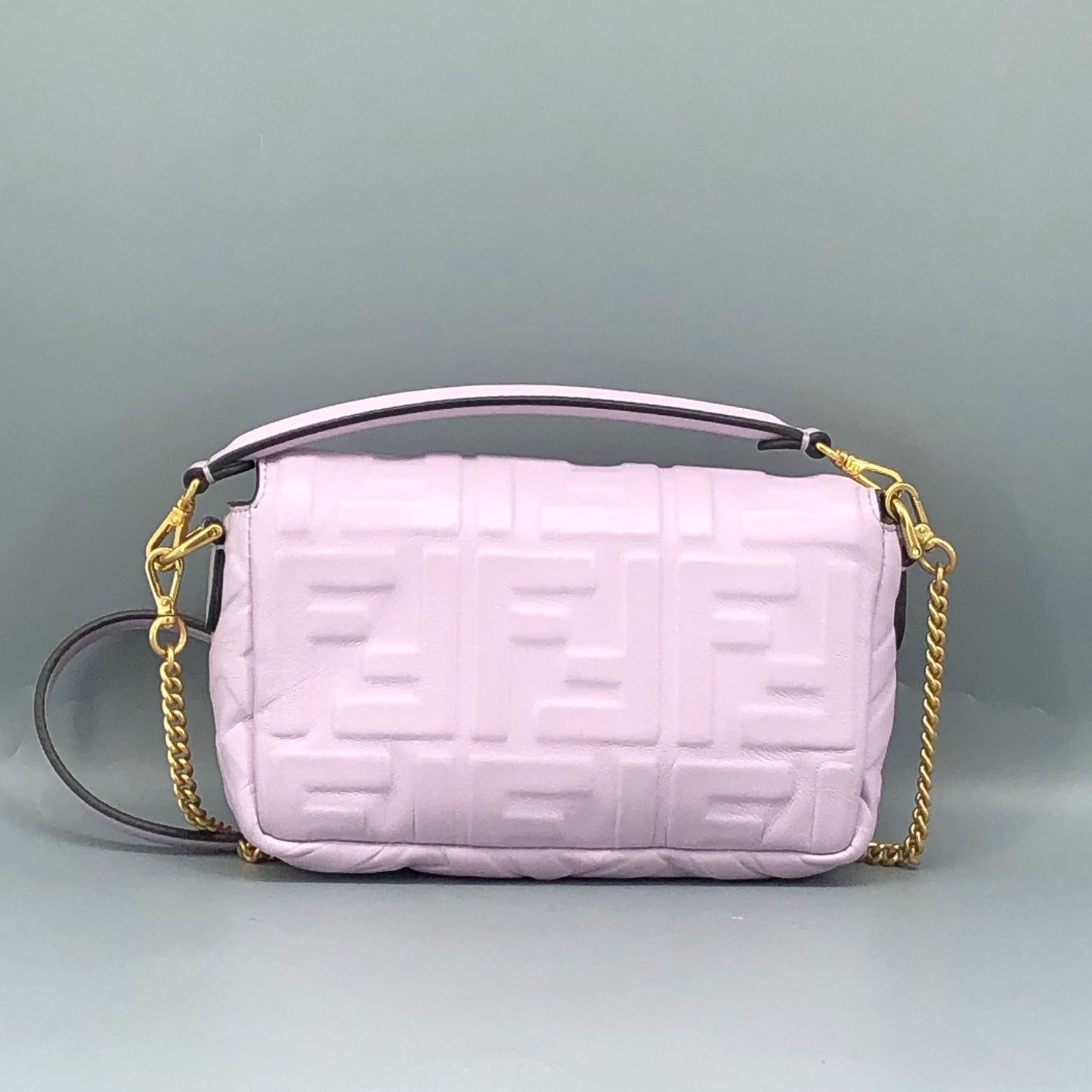 Fendi Light Purple FF Embossed Baguette Shoulder Bag