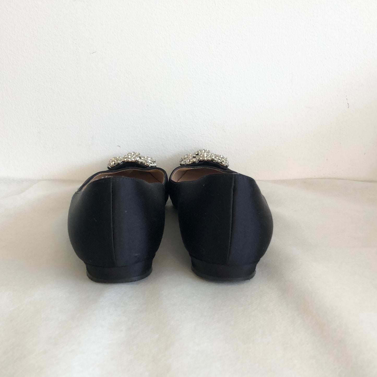 Manolo Blahnik Black Crystal Buckle Flat Shoes size 36