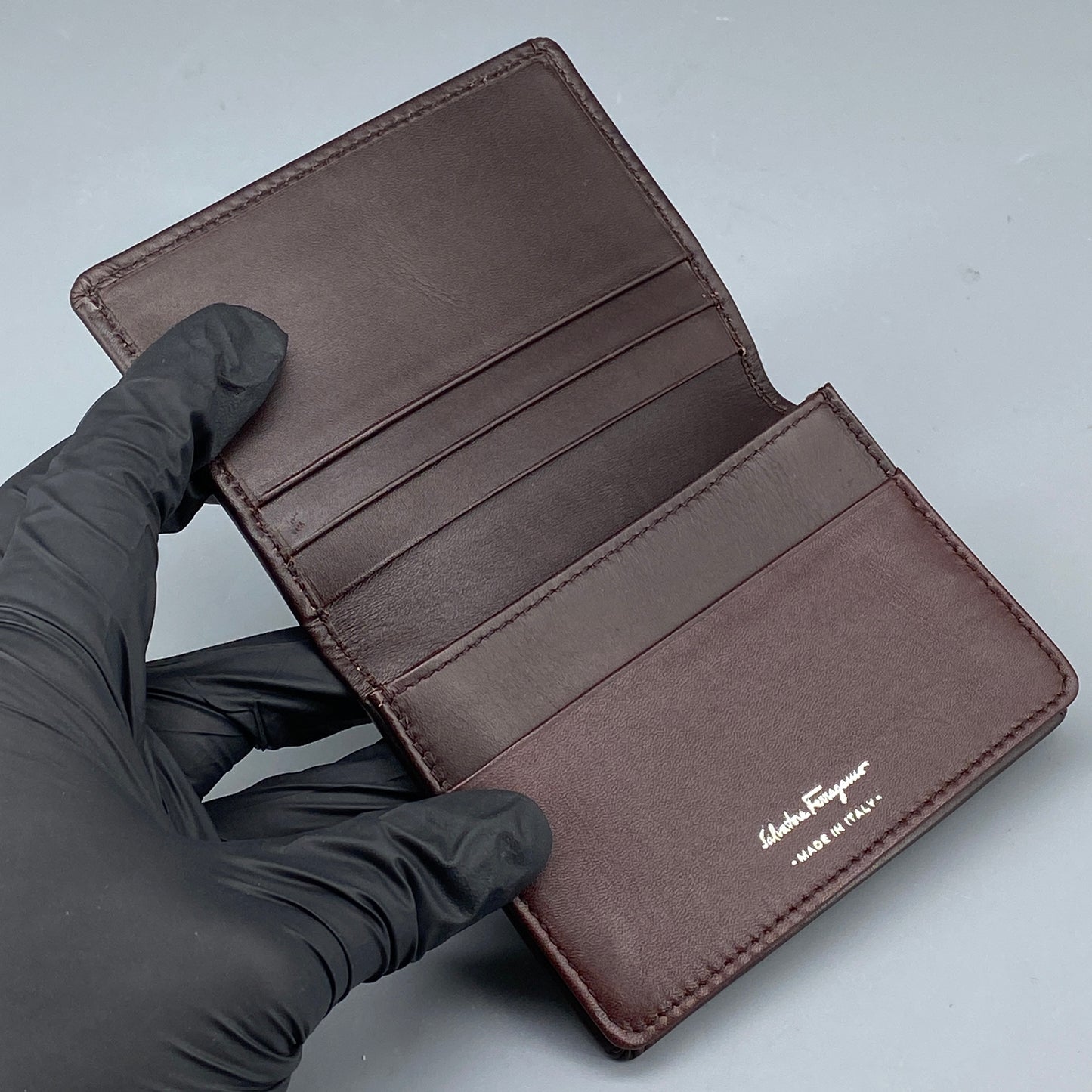 Ferragamo Deep Brown Smooth Leather Bi-fold Short Wallet