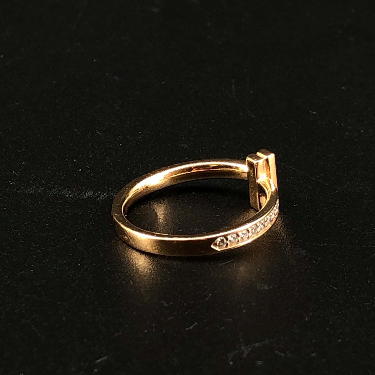 Tiffany & Co. 18K Gold T Tapered Band Ring Size 56mm AU750
