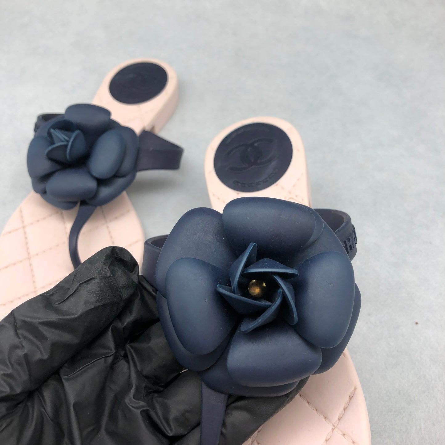 Chanel Camellia Thong Sandals Women's Shoes Size 37