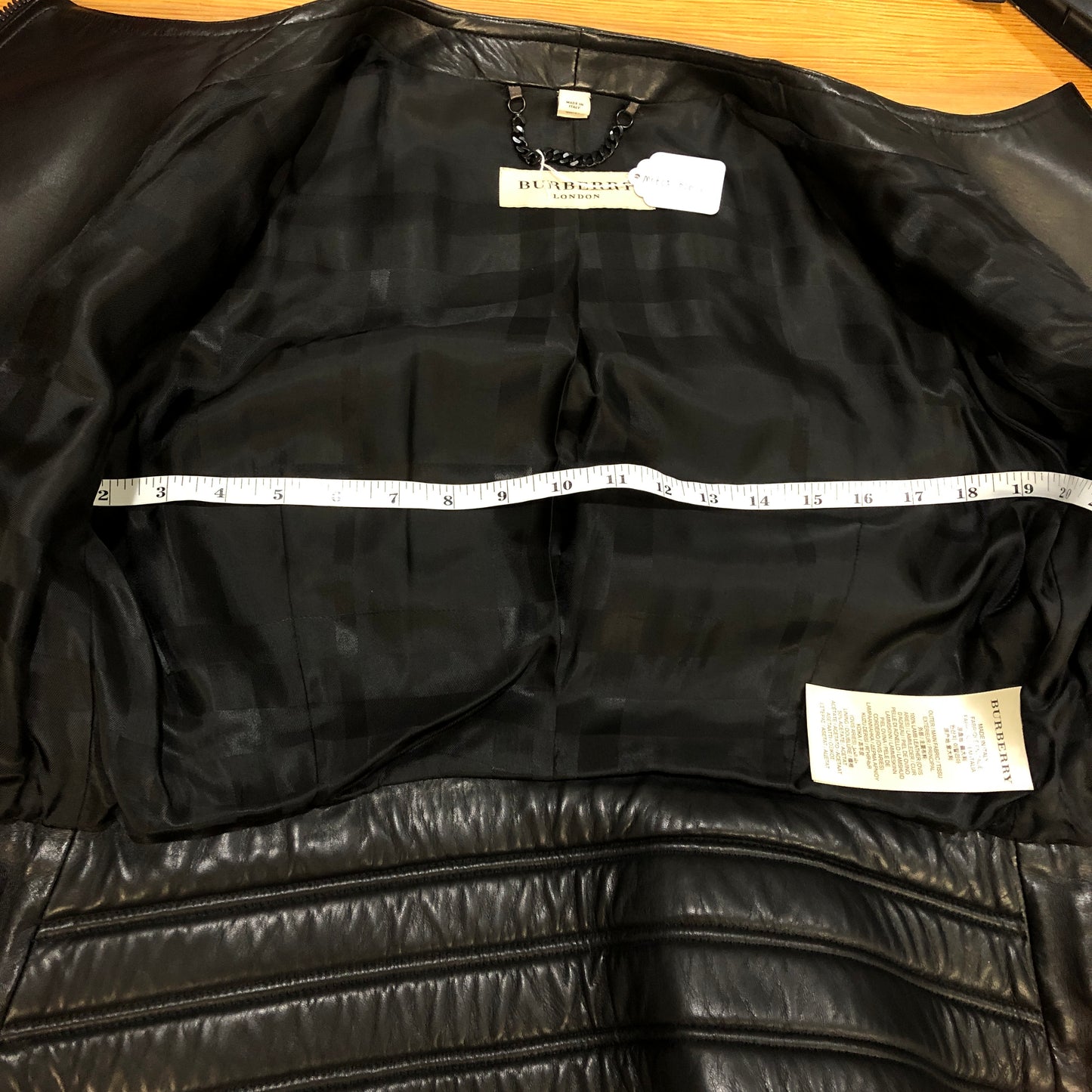 Burberry Smooth Lambskin Zip Biker Jacket Black Size US 6, P2P 20 Inches