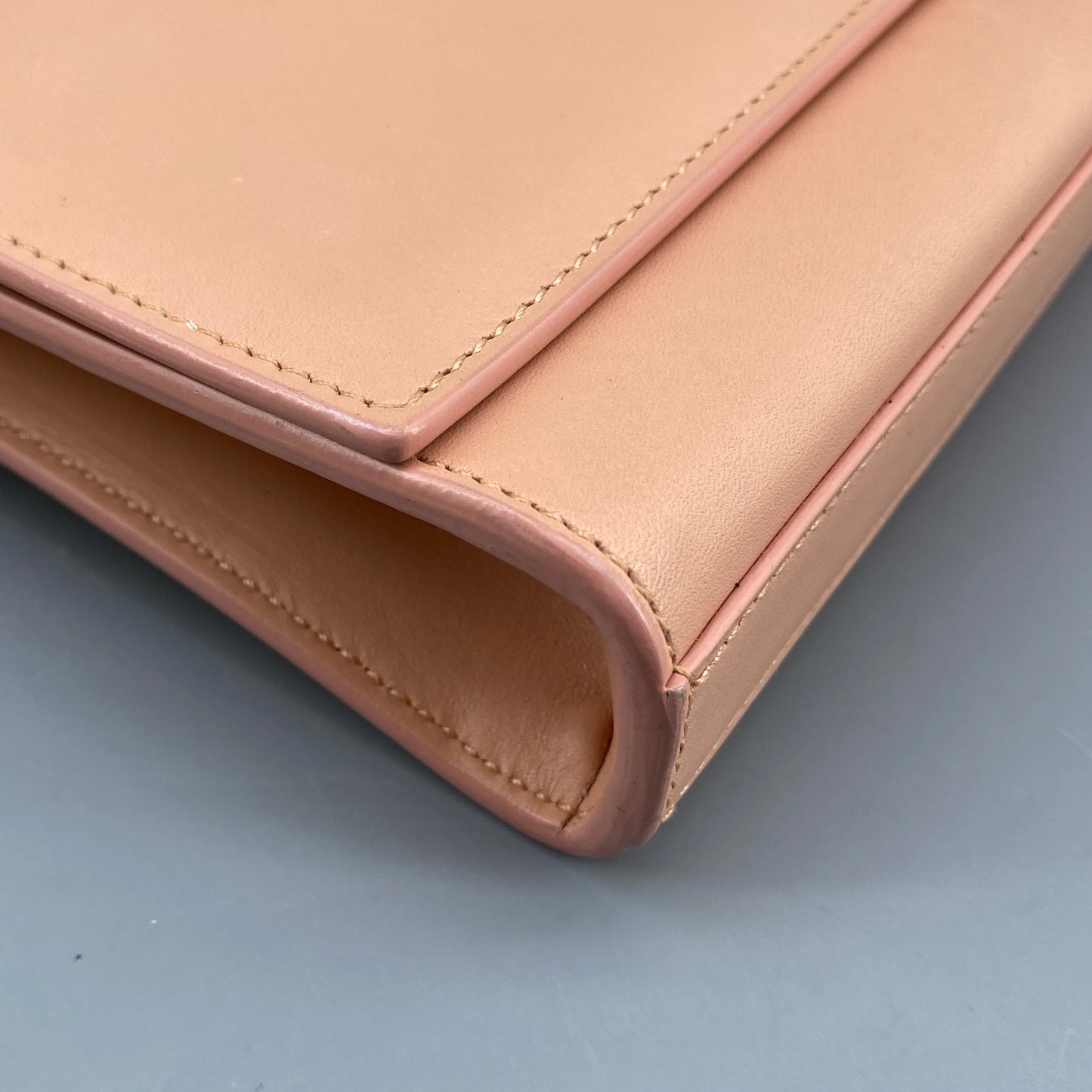 Saint Laurent Nude Smooth Leather YSL Logo Clutch Bag