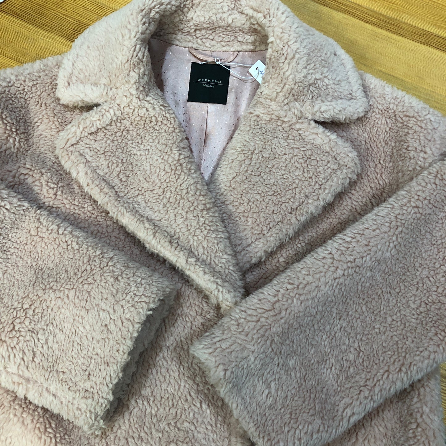 Weekend Max Mara Dusty Rose Fuzzy Textured Lapel Mid-Length Coat Size 4