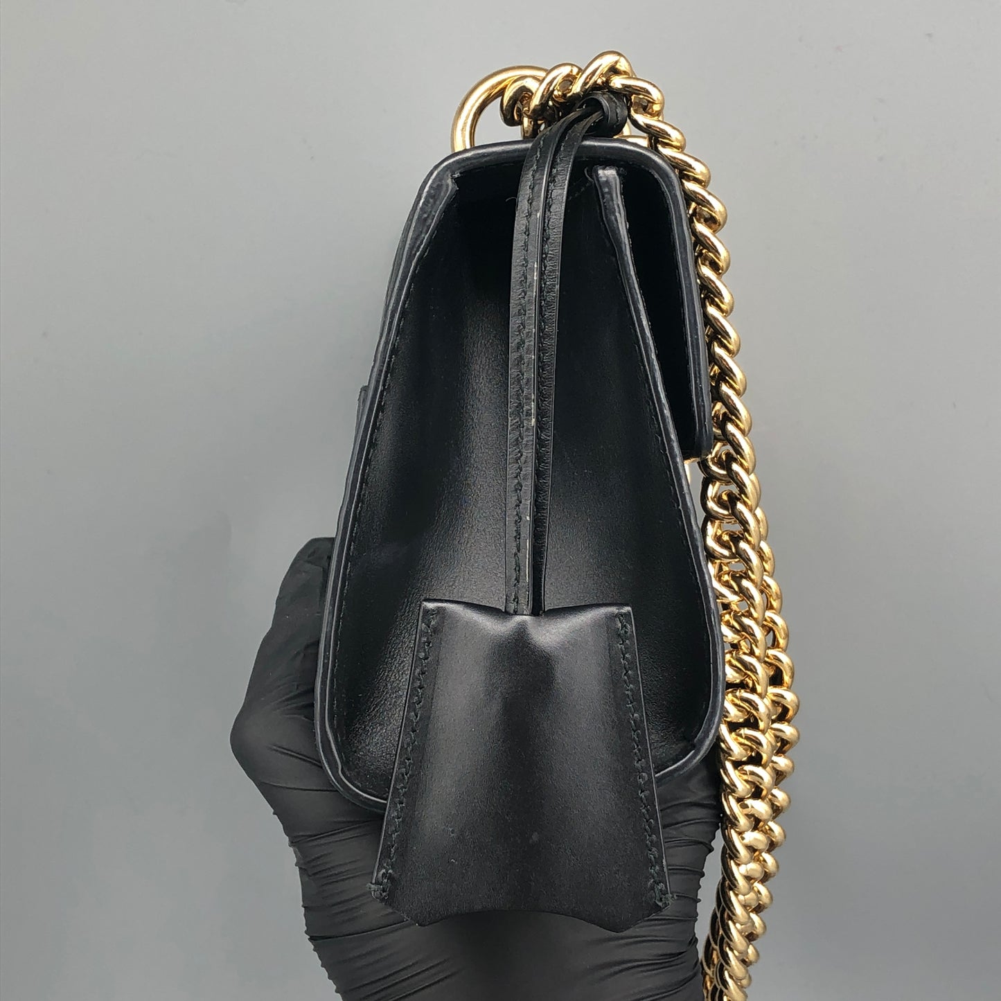 Gucci Black GG Embossed Leather Padlock Shoulder Bag
