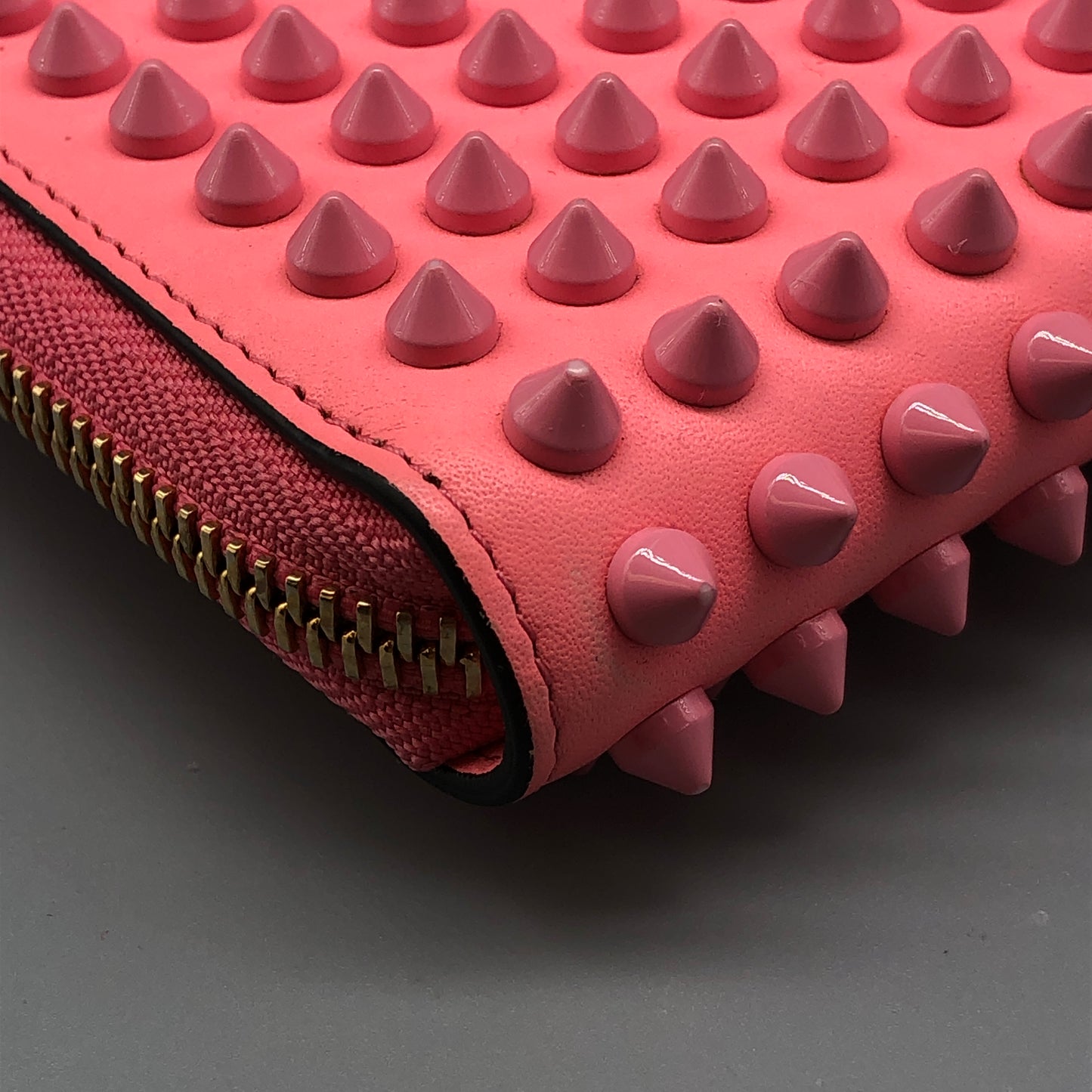 Christian Louboutin Pink Leather Spiked Wallet