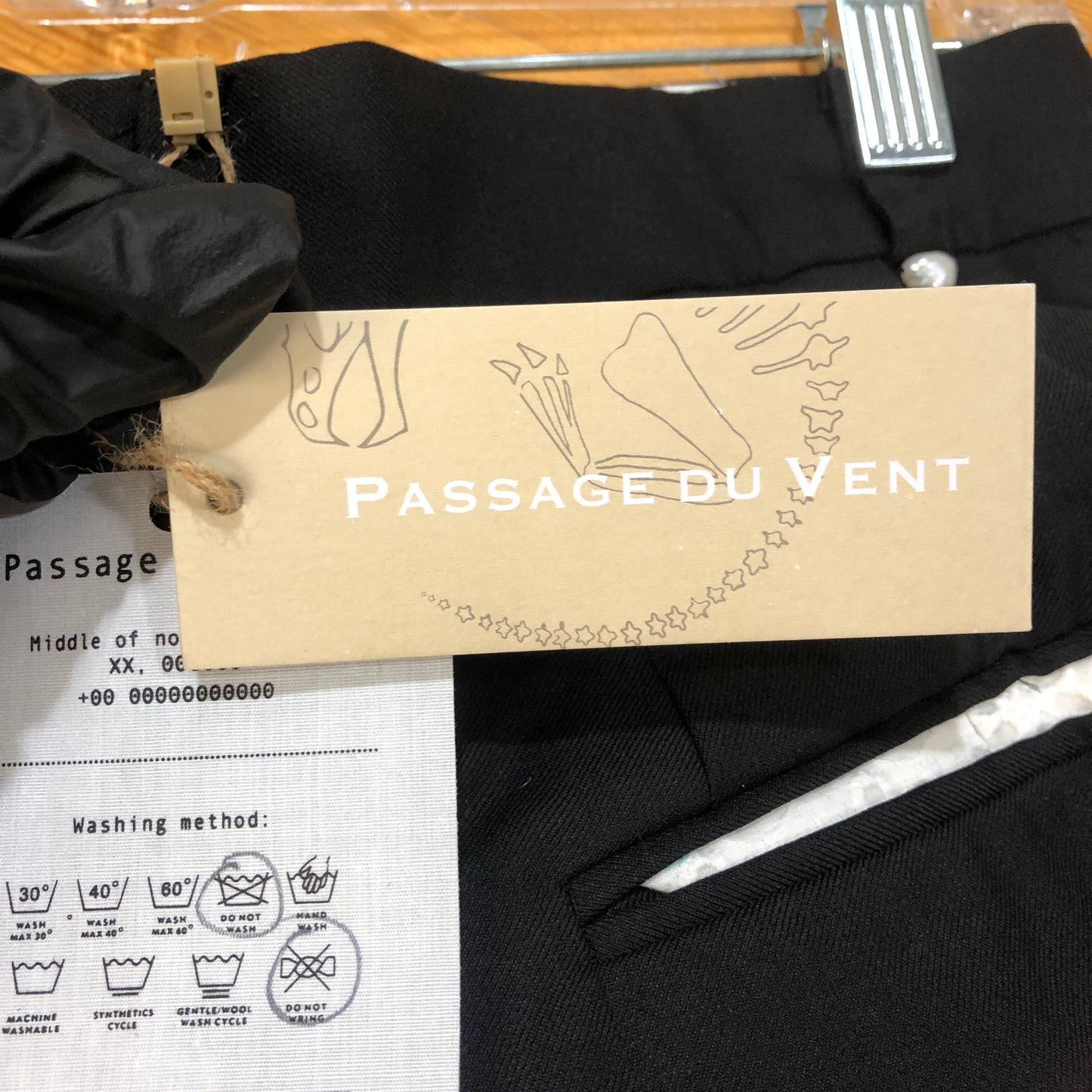 Passage du Vent Contrast Cuff Straight Trousers Size S Black/White