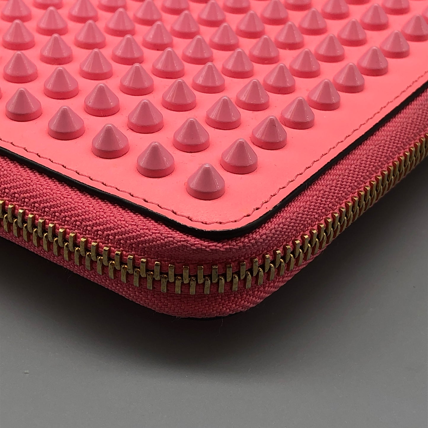 Christian Louboutin Pink Leather Spiked Wallet