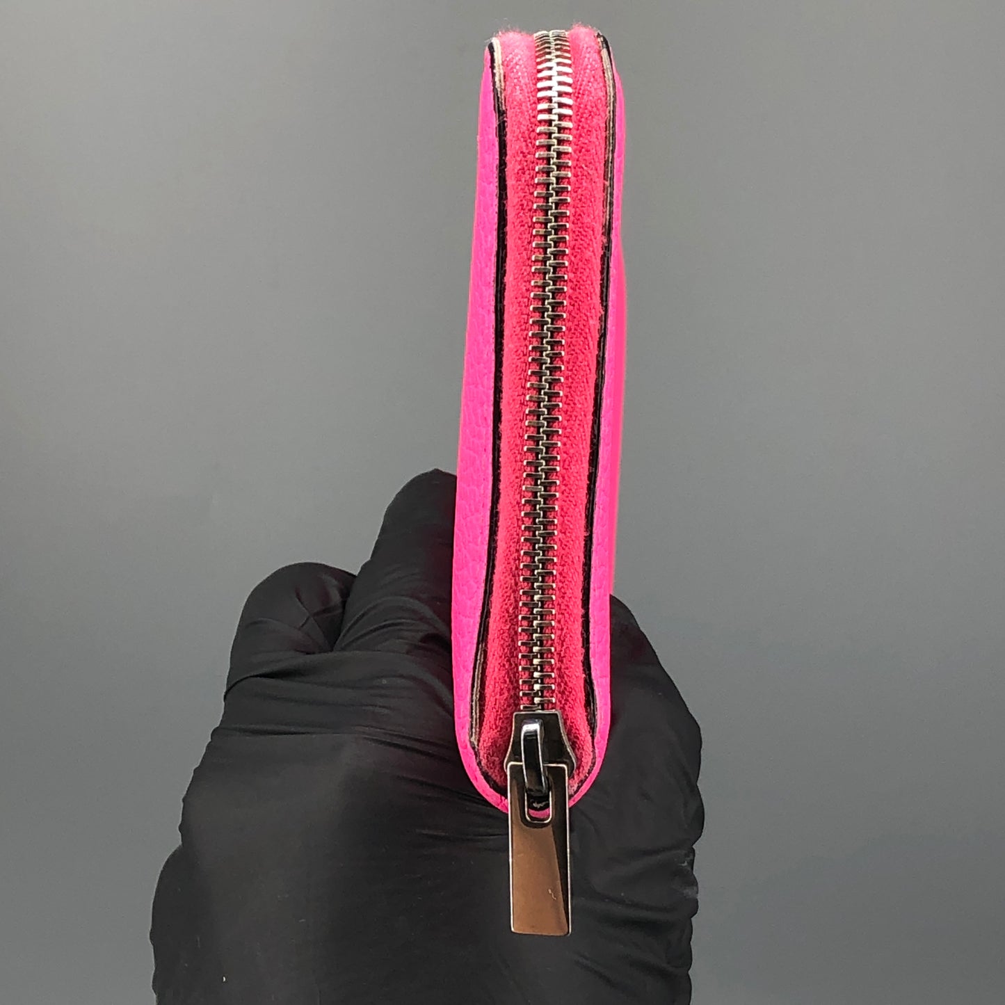 Celine Hot Pink Grained Leather Zip-Around Long Wallet