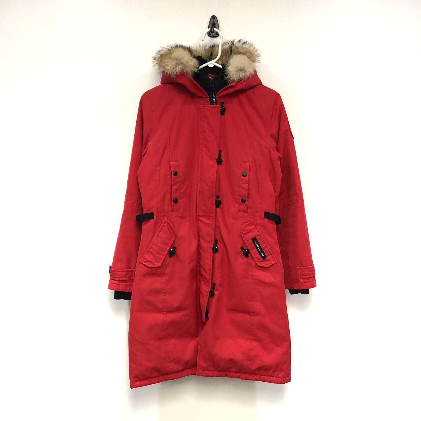 Canada Goose Red Fur Trim Hooded Parka Size XS