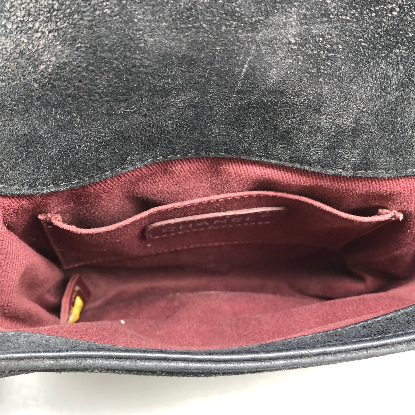 Chanel Black shiny suede nubuck iridescent leather Leather Mini Boy Bag