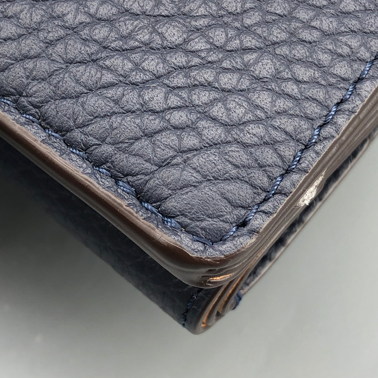 Delvaux Leather Card Holder Wallet Navy