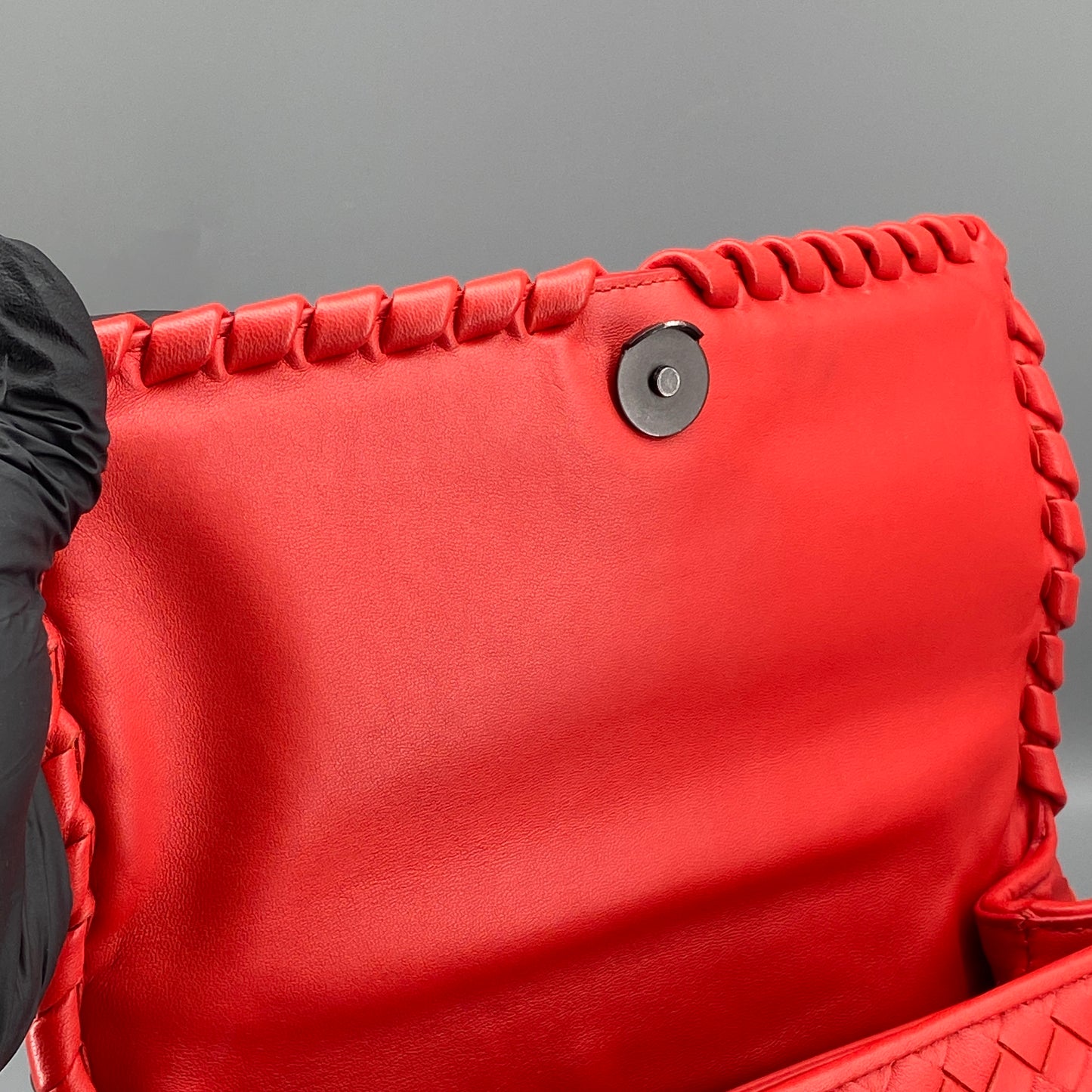 Bottega Veneta Olimpia Medium Red Intrecciato Leather Bag