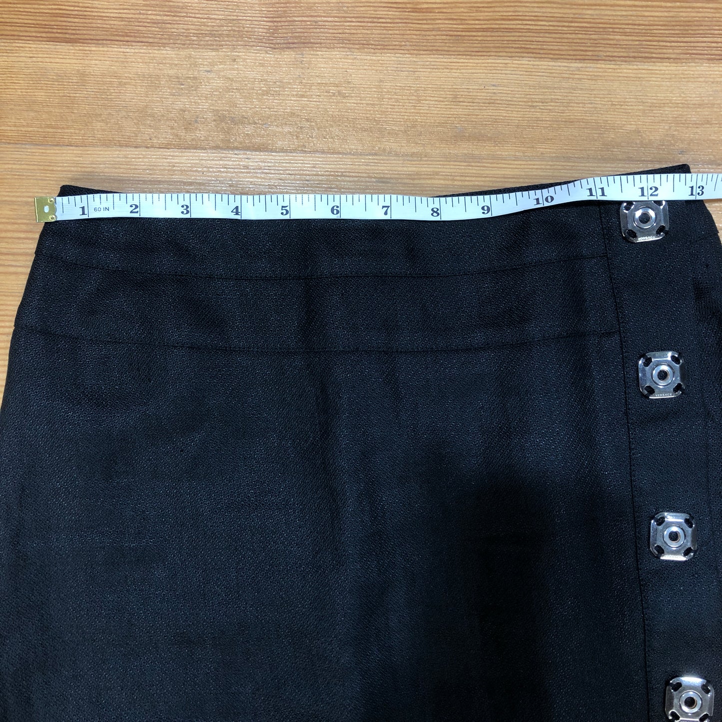 Versace Black Textured Pencil Midi Skirt Size 38 W26 L22 Inches