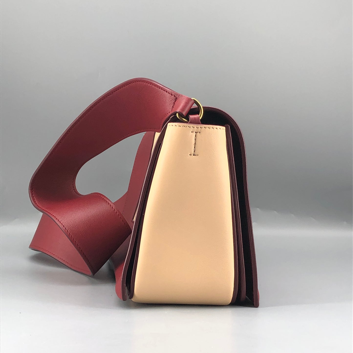 Celine Beige & Wine Color  Medium Frame Shoulder Bag