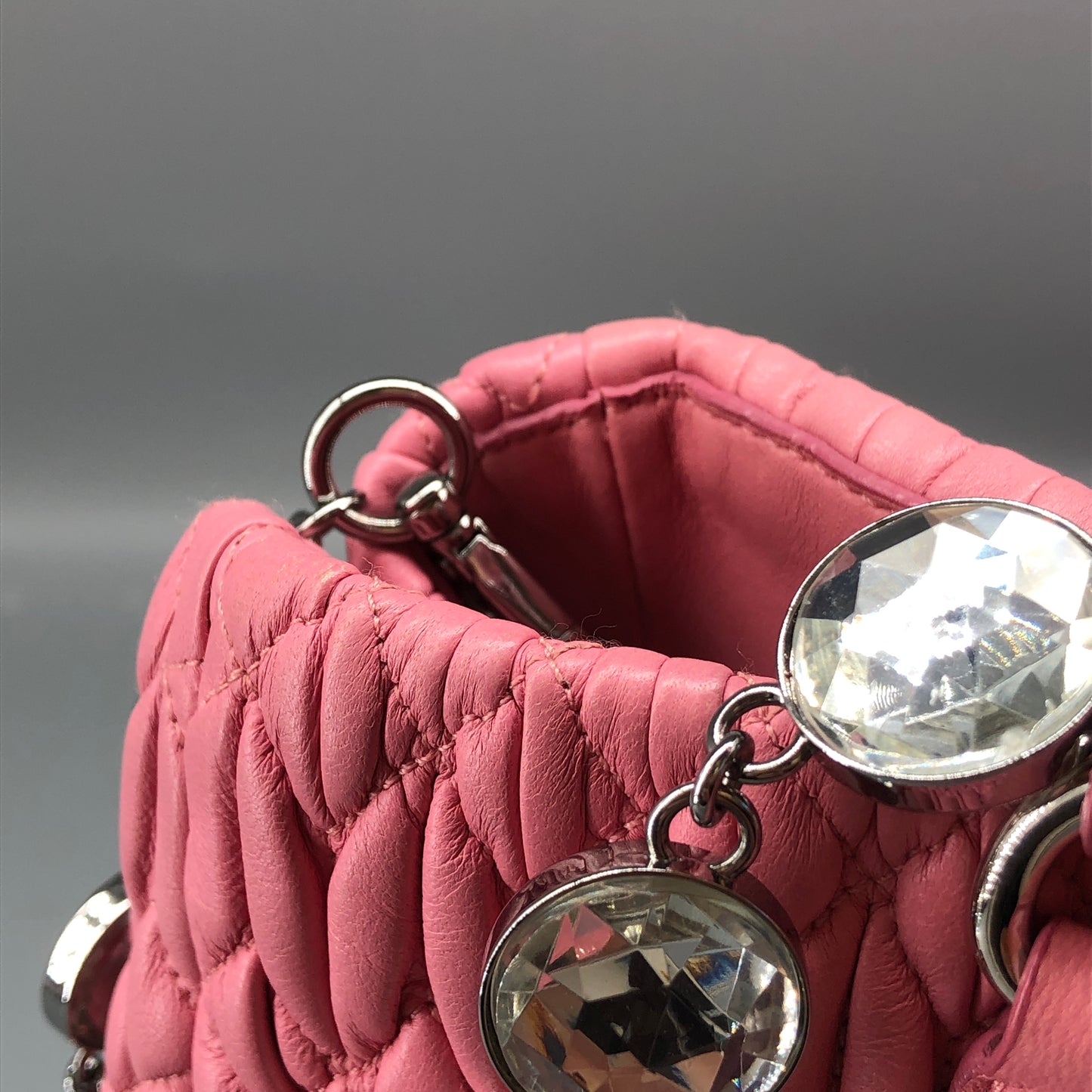 Miu Miu Matelasse Nappa Crystal Tote Bag Pink