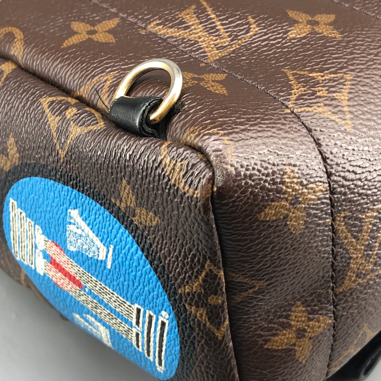 Louis Vuitton Mini Palm Springs Backpack World Tour Patch Monogram Canvas