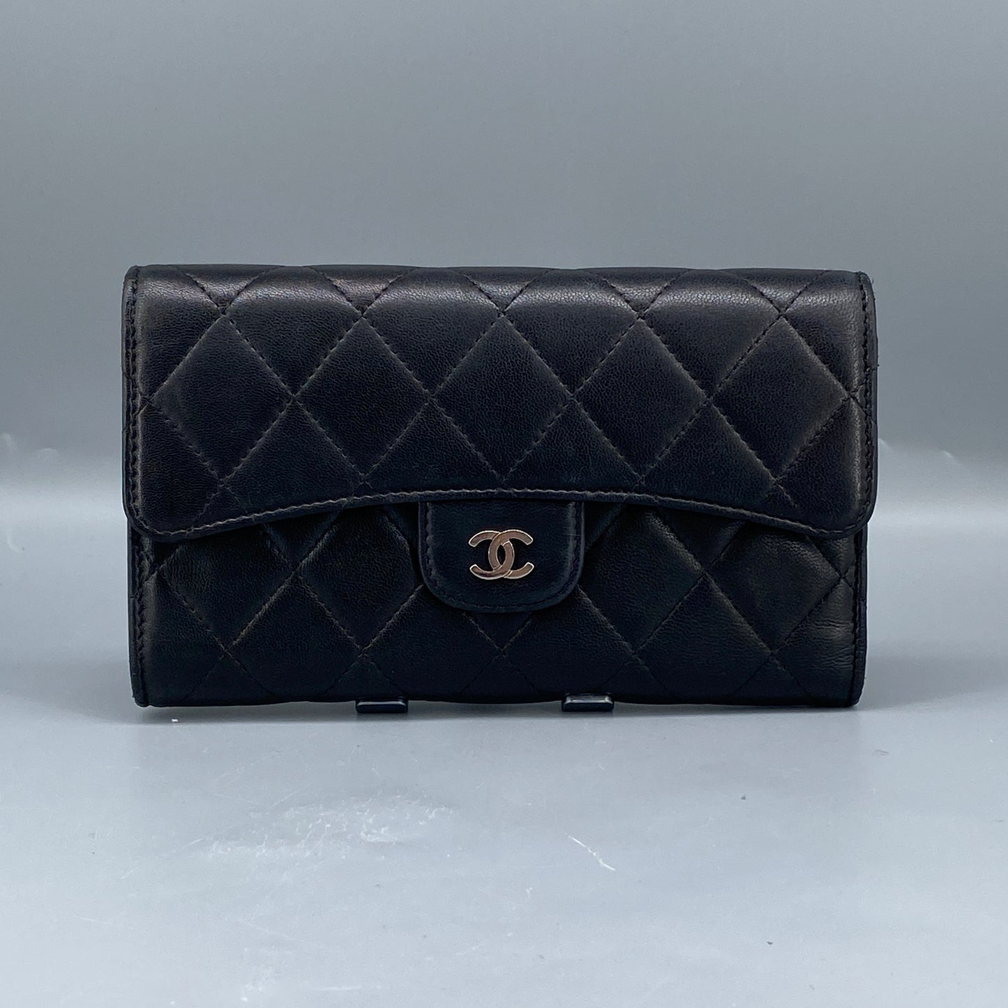 Chanel Black Quilted Lambskin Classic Flap Long Wallet
