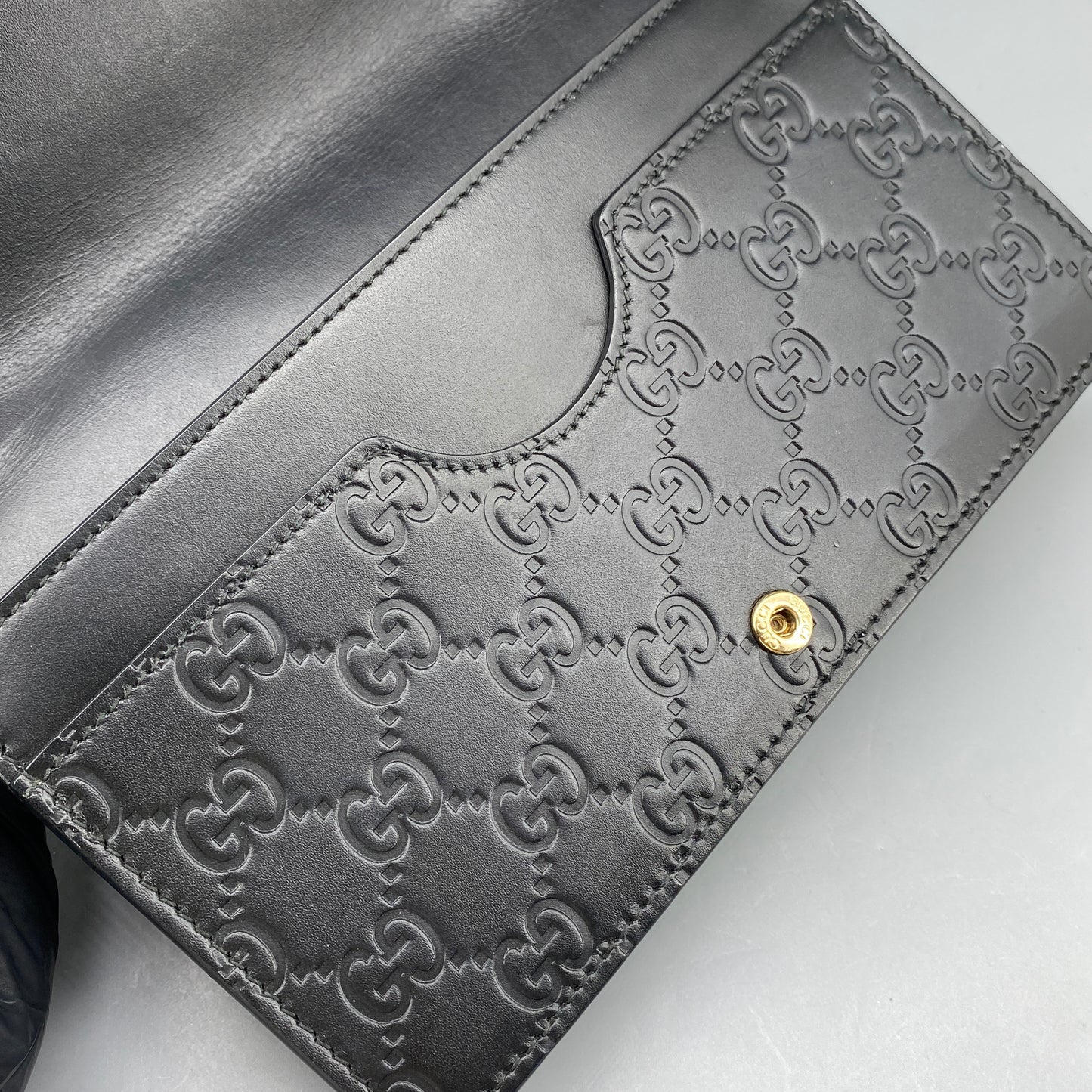 Gucci Black GG Embossed Chain Wallet Bag