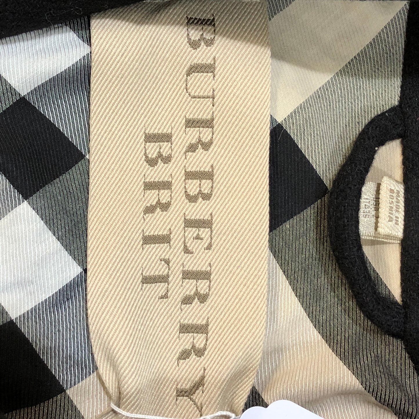 Burberry Black Wool Double Breasted Short Coat Size 2