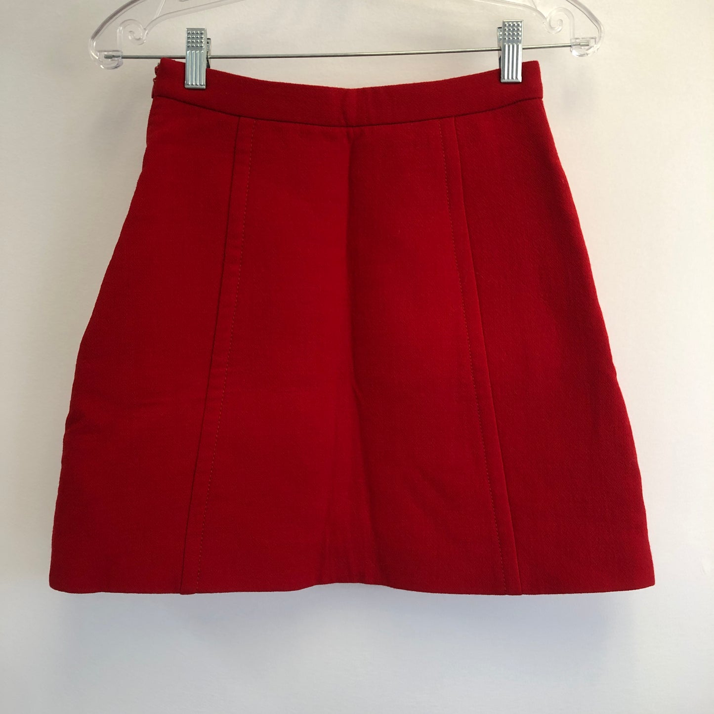 Miu Miu Red Wool Bow Detail A-Line Mini Skirt Size 38