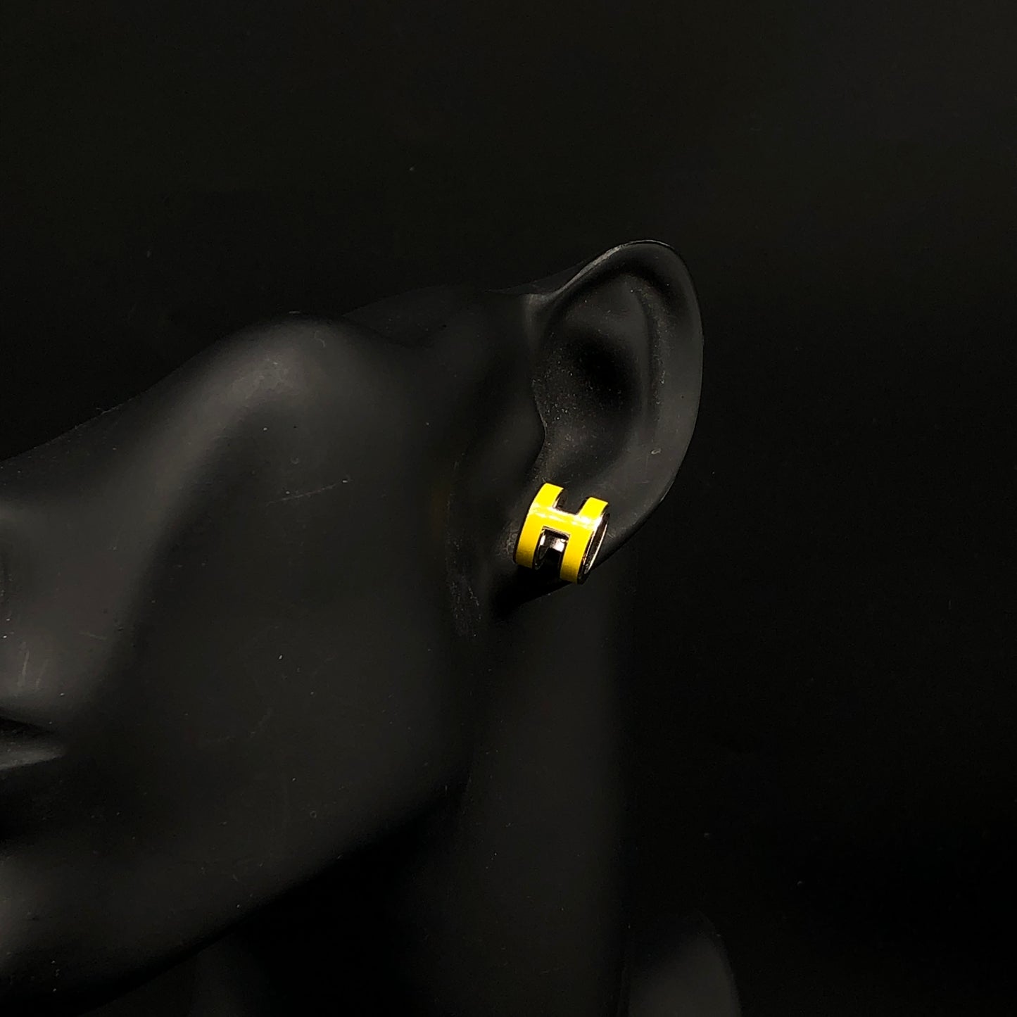 Hermes Yellow Enamel H Stud Earrings
