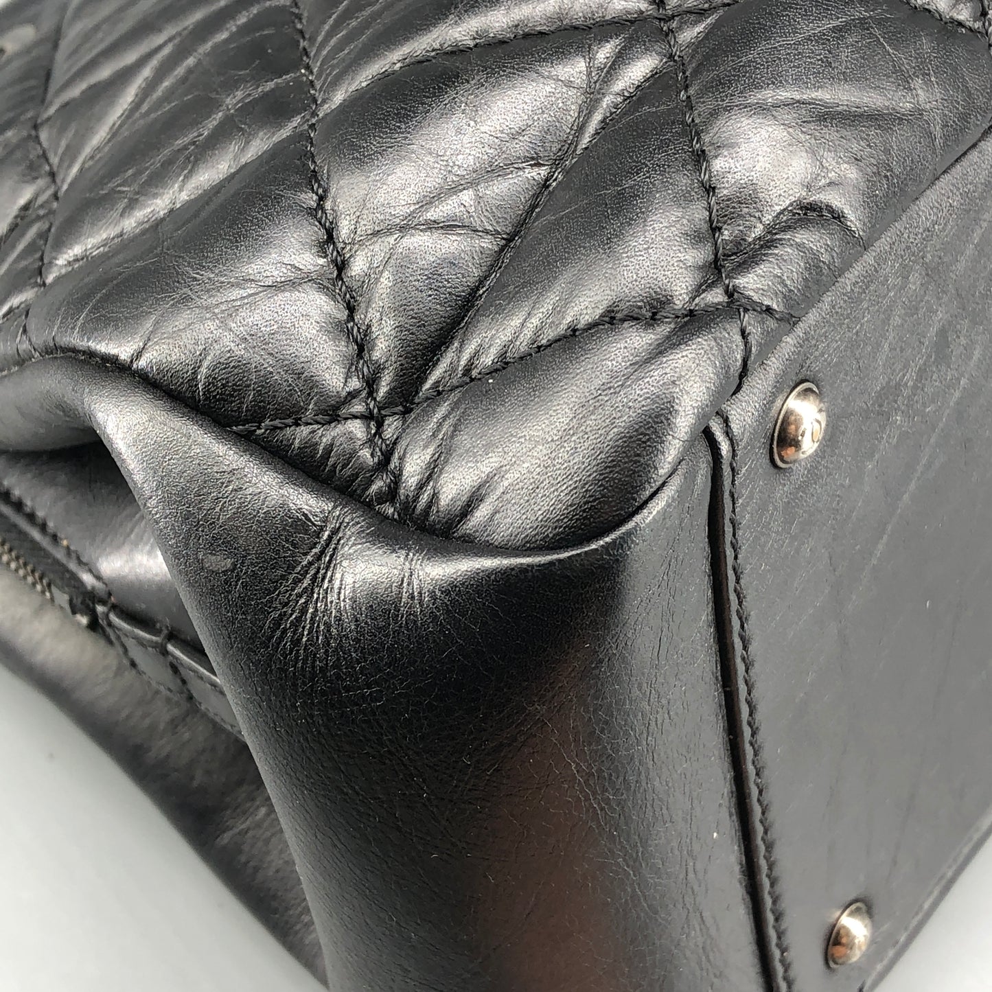 Chanel Quilted Leather Chain Shoulder Tote Bag Black