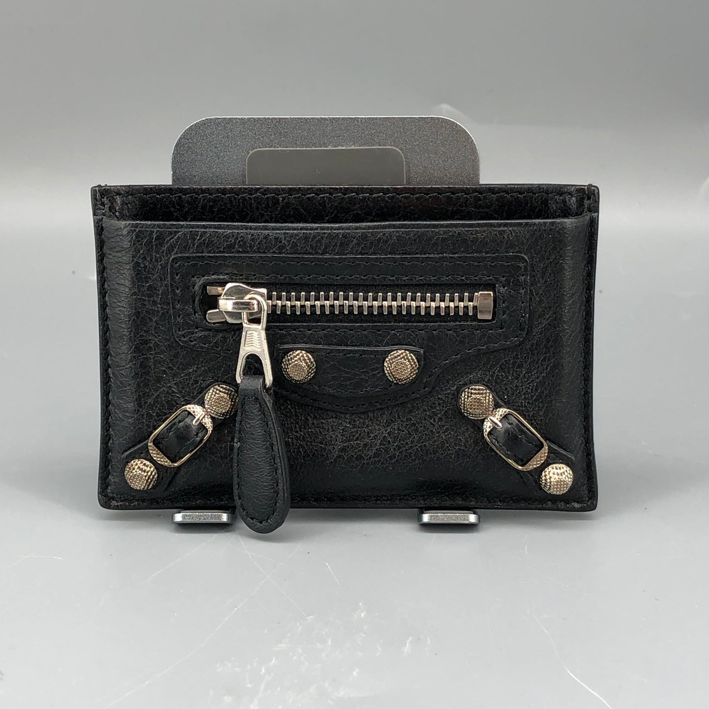 Balenciaga Classic City Zip Card Holder Black Leather