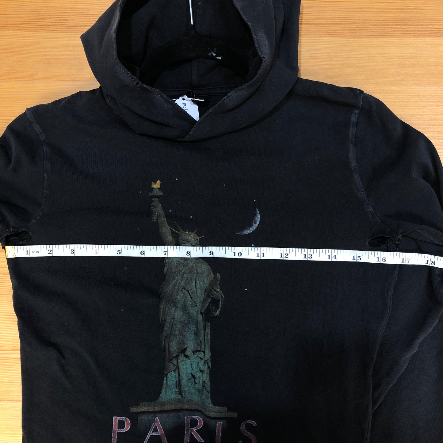 Balenciaga Deep Grey Statue Print Long Sleeve Hooded Top Size S