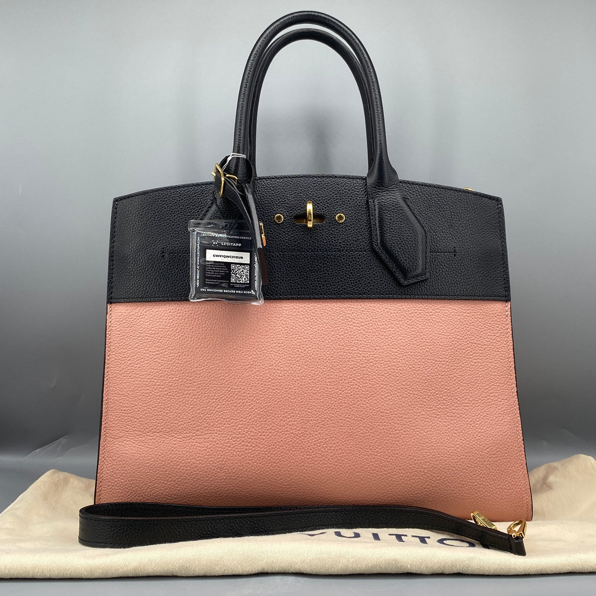 Louis Vuitton City Steamer MM Handbag Pink Black