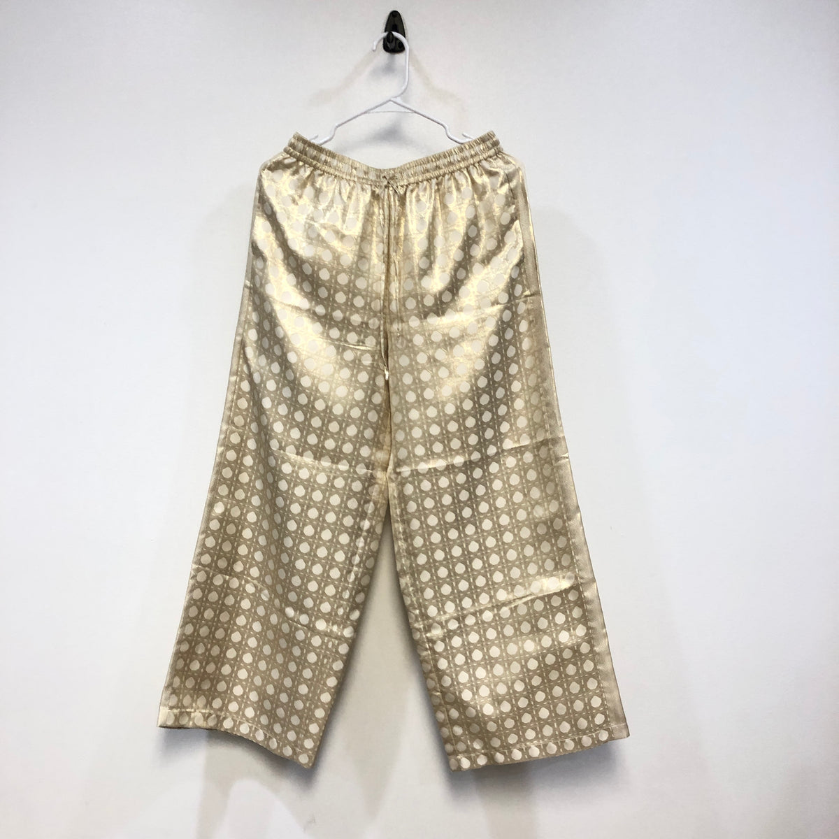 Christian Dior Gold & Beige Two Piece Shirt Wide Leg Pant Set