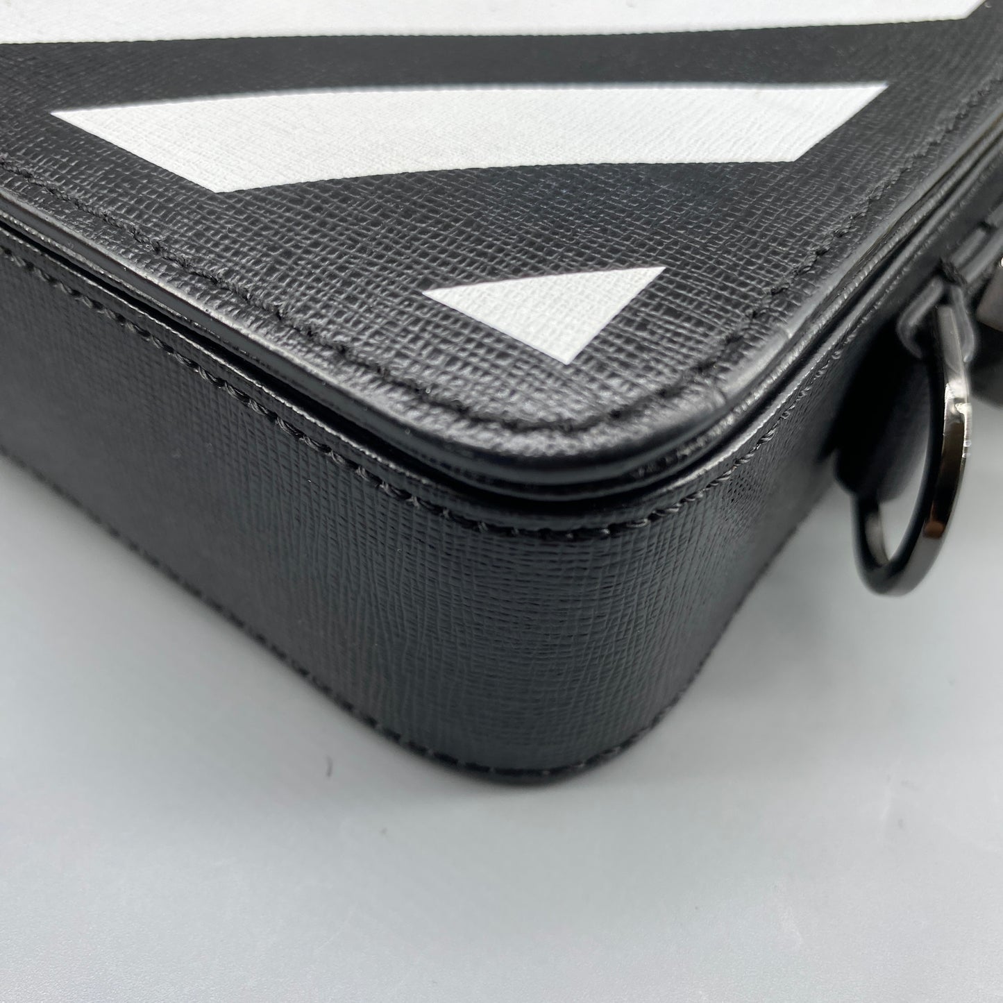 Off White Black Diagonal Stripe Leather Crossbody Bag