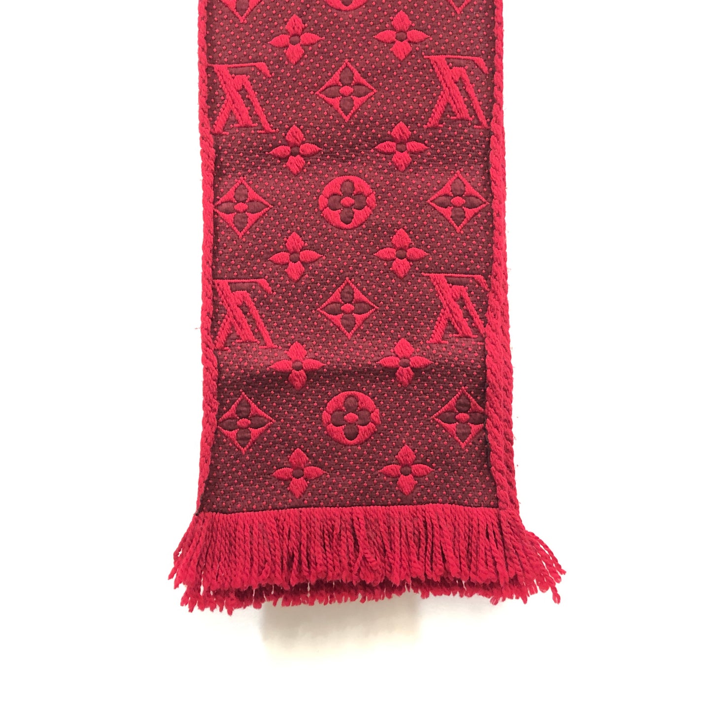 Louis Vuitton Red Monogram Wool Scarf 152*30 cm