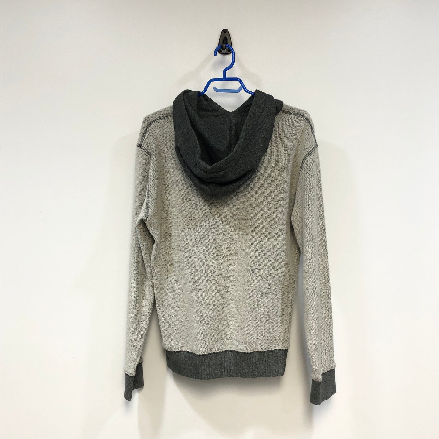 Saint Laurent Grey Contrast Hood Logo Print Hoodie Size L