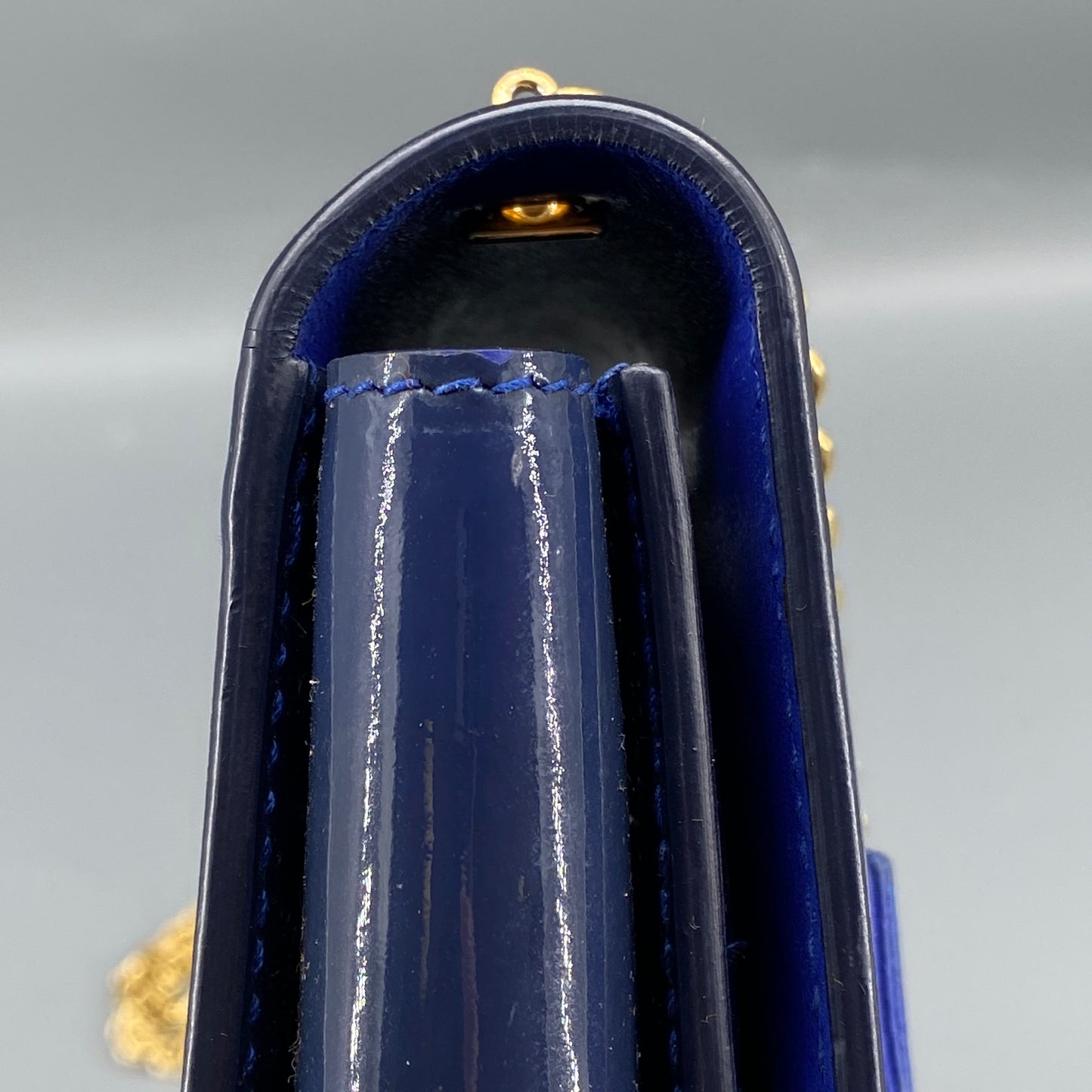 Salvatore Ferragamo Vara Bow Patent Leather Shoulder Bag Royal Blue