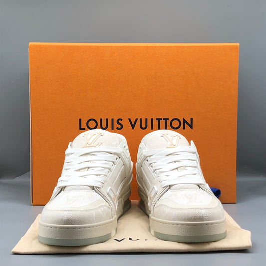 Louis Vuitton Men's Cream LV Trainer Sneakers Size 6.5