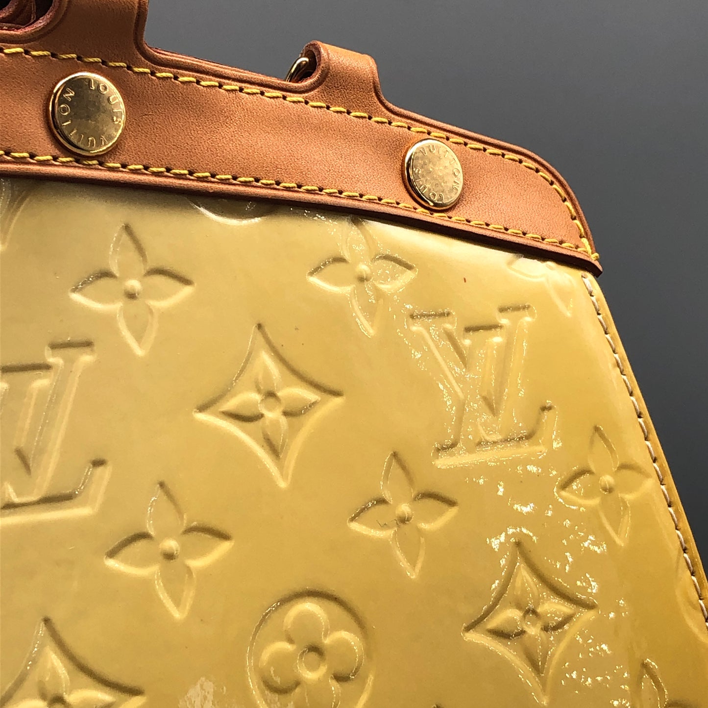 Louis Vuitton Monogram Vernis Brea Patent Leather Yellow Bag