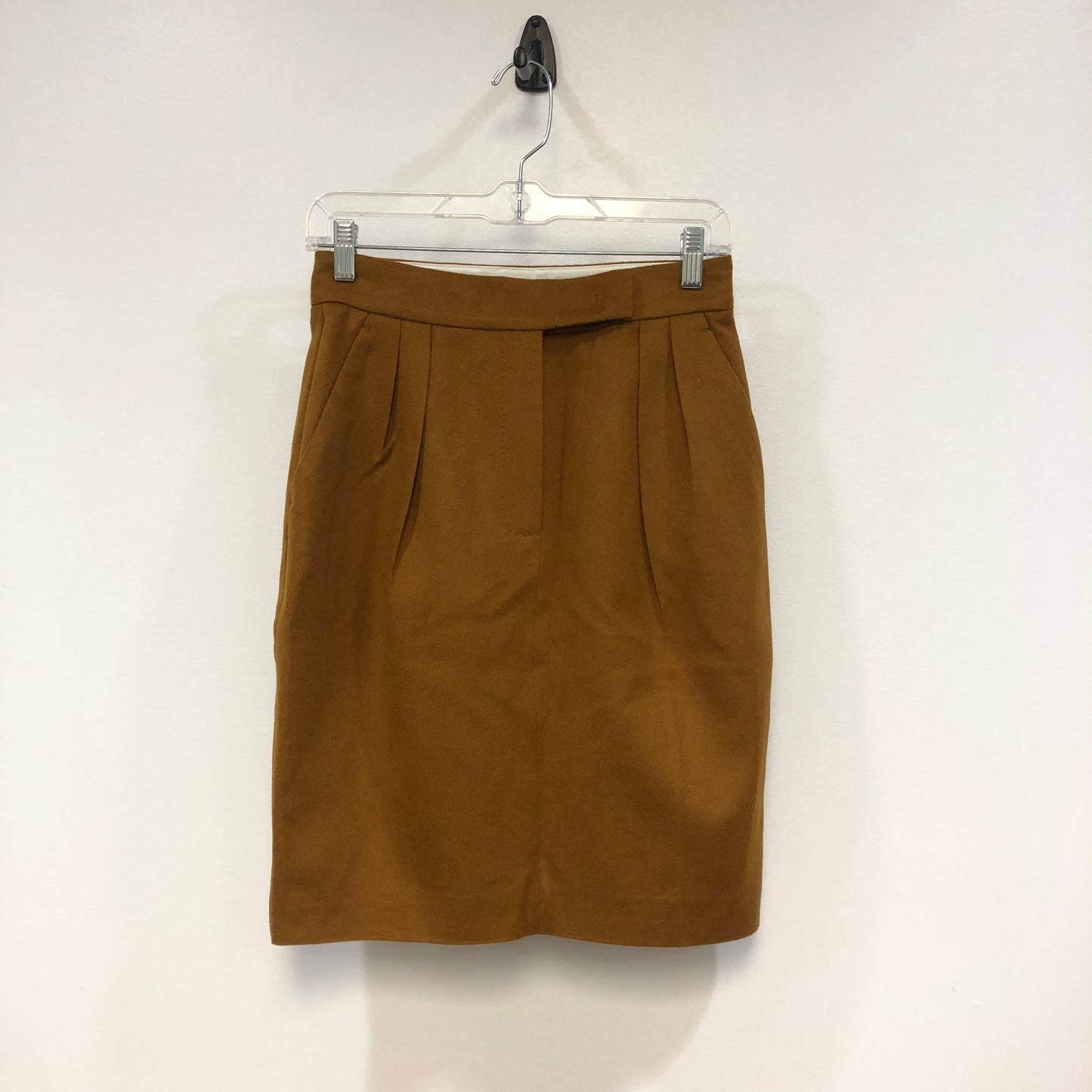 MaxMara Camel Wool Pleated Straight Midi Skirt Size US 8